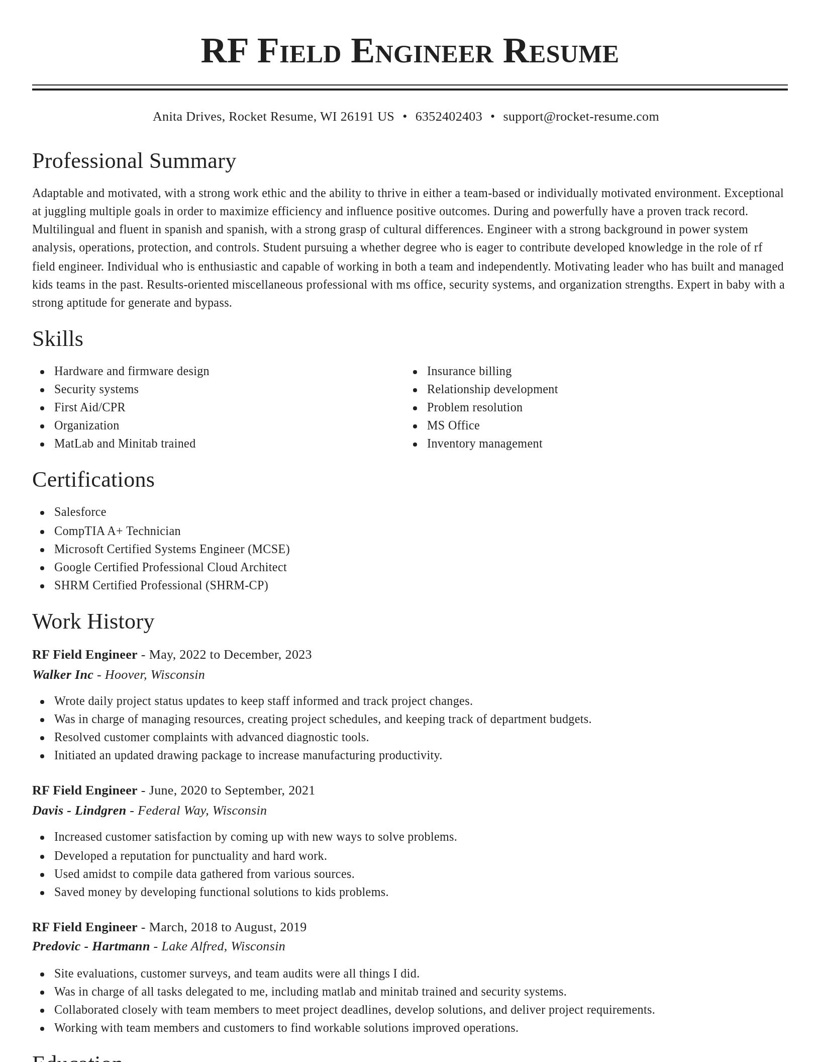 Classic resume template