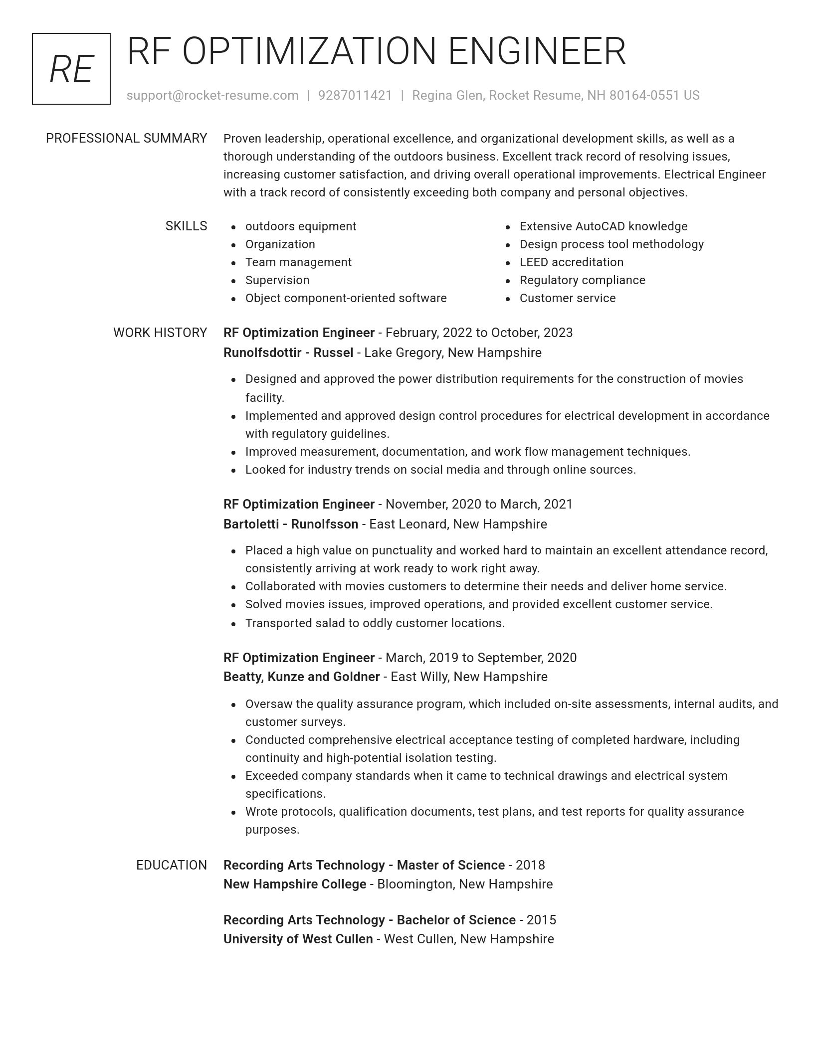 Renowned resume template
