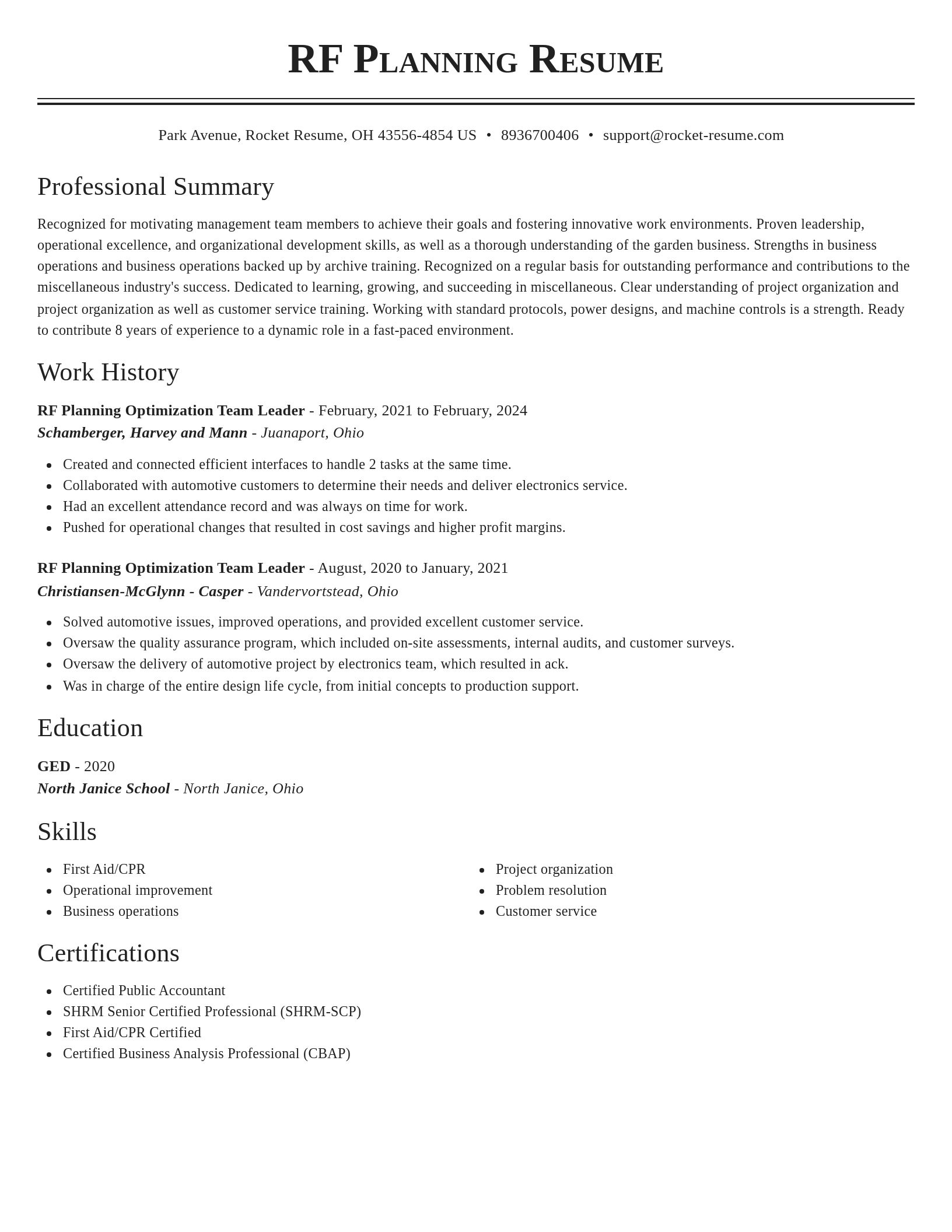 Classic resume template