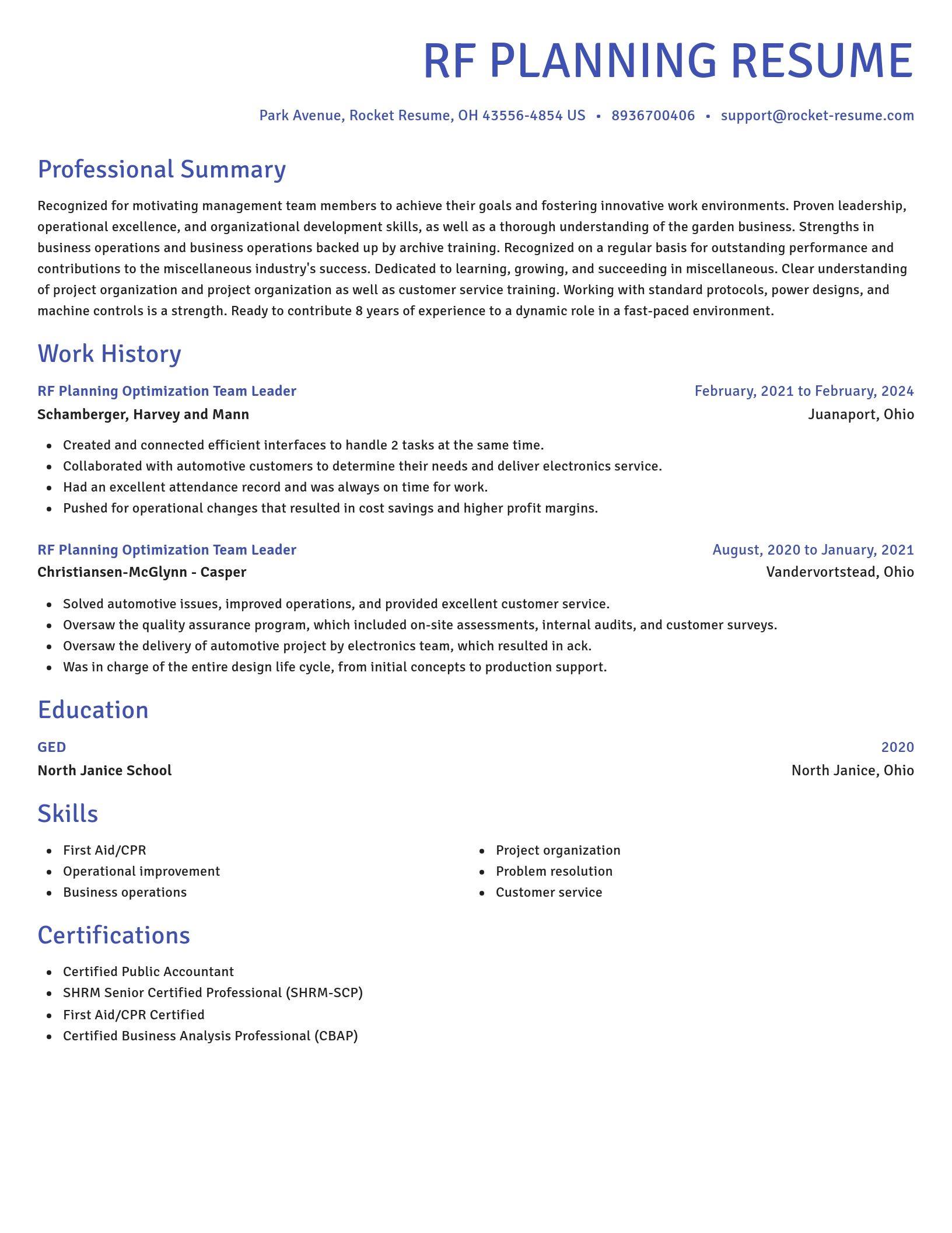 Novel resume template
