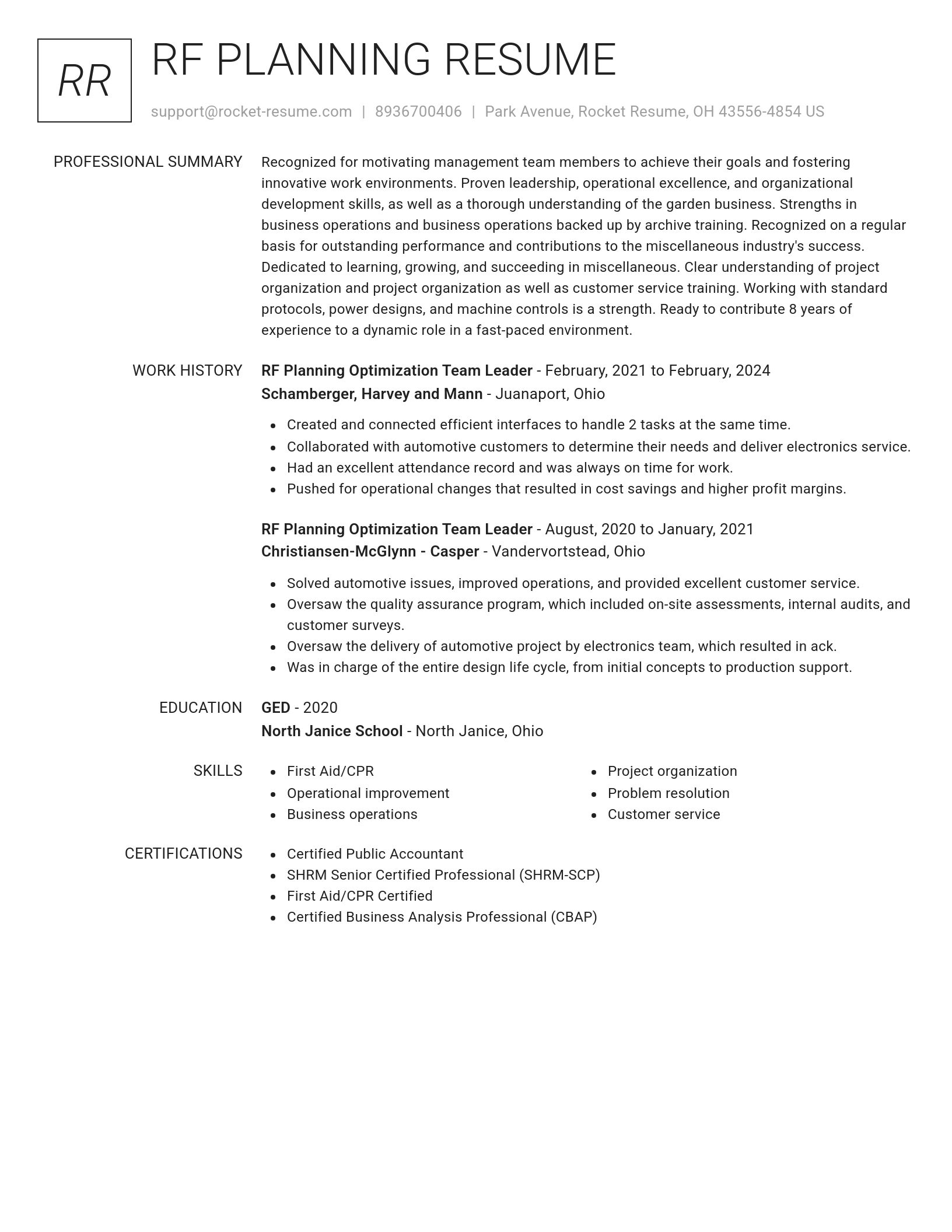 Renowned resume template