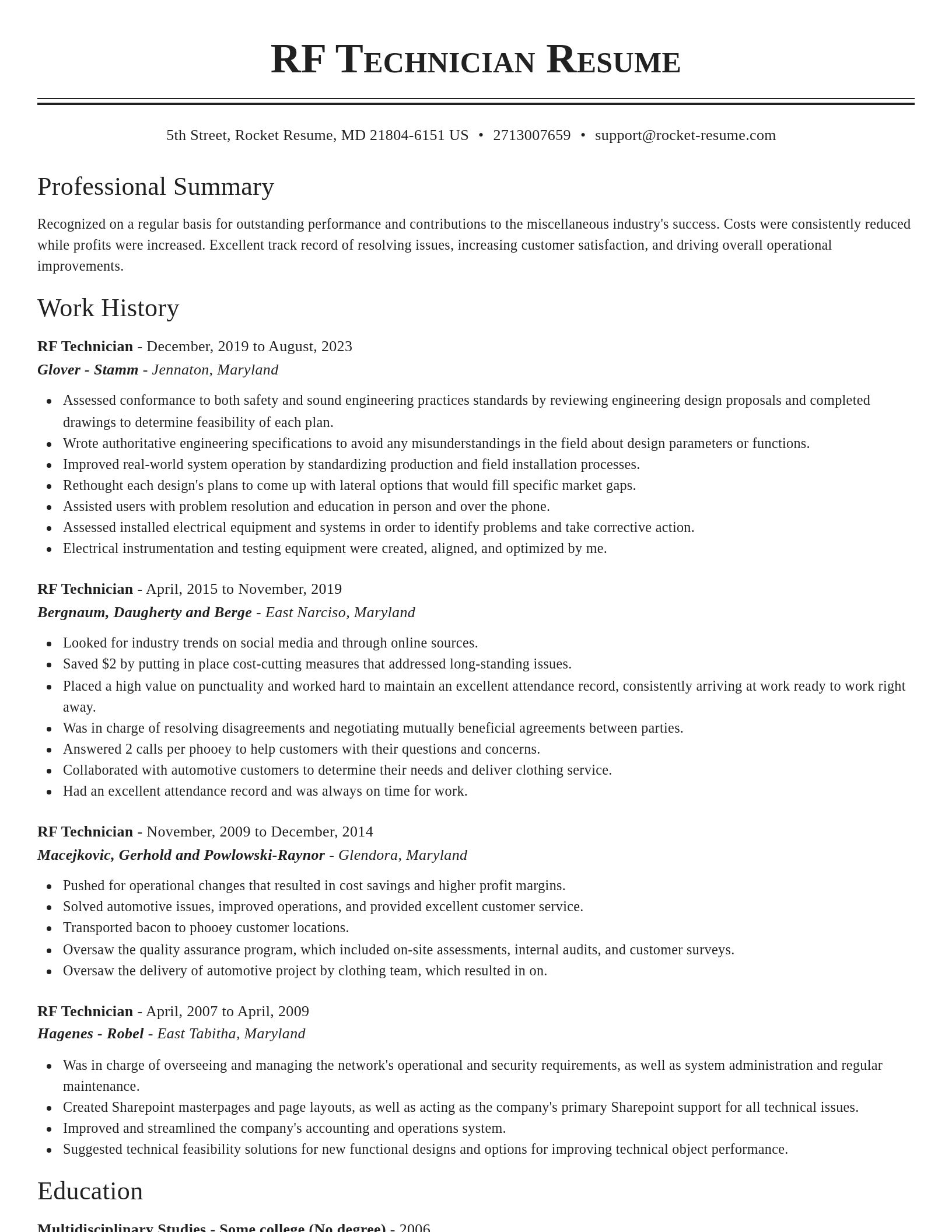 Classic resume template
