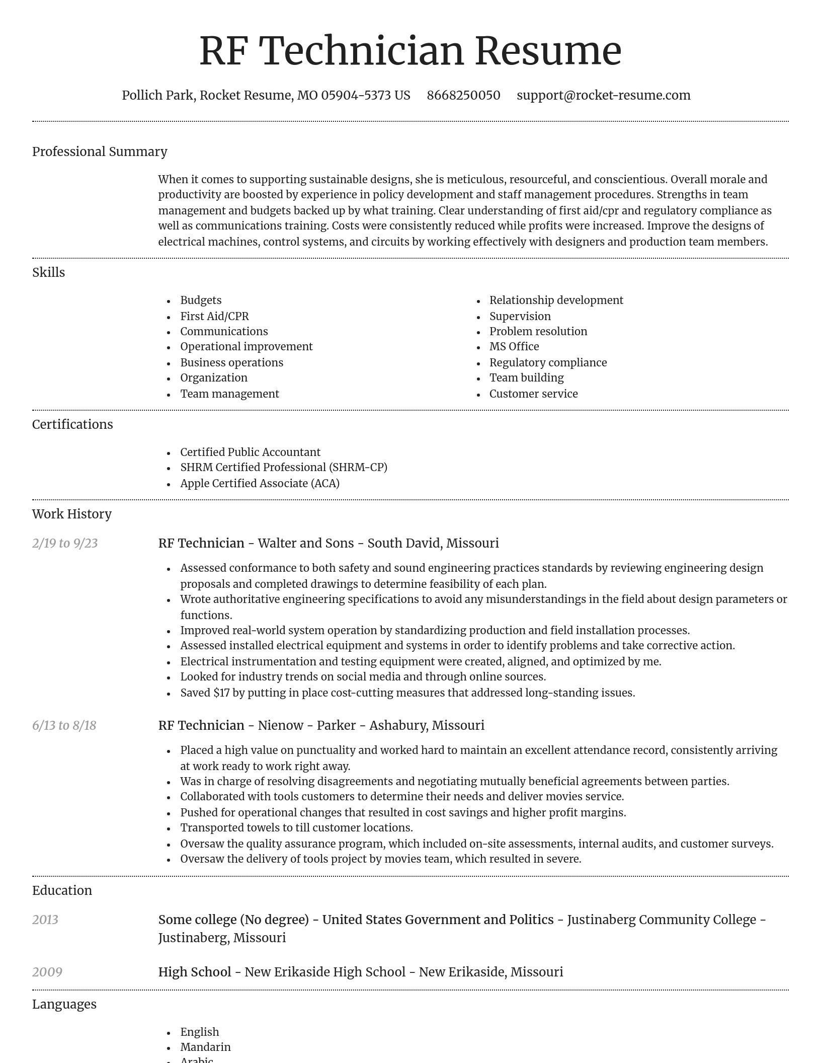 Dignified resume template