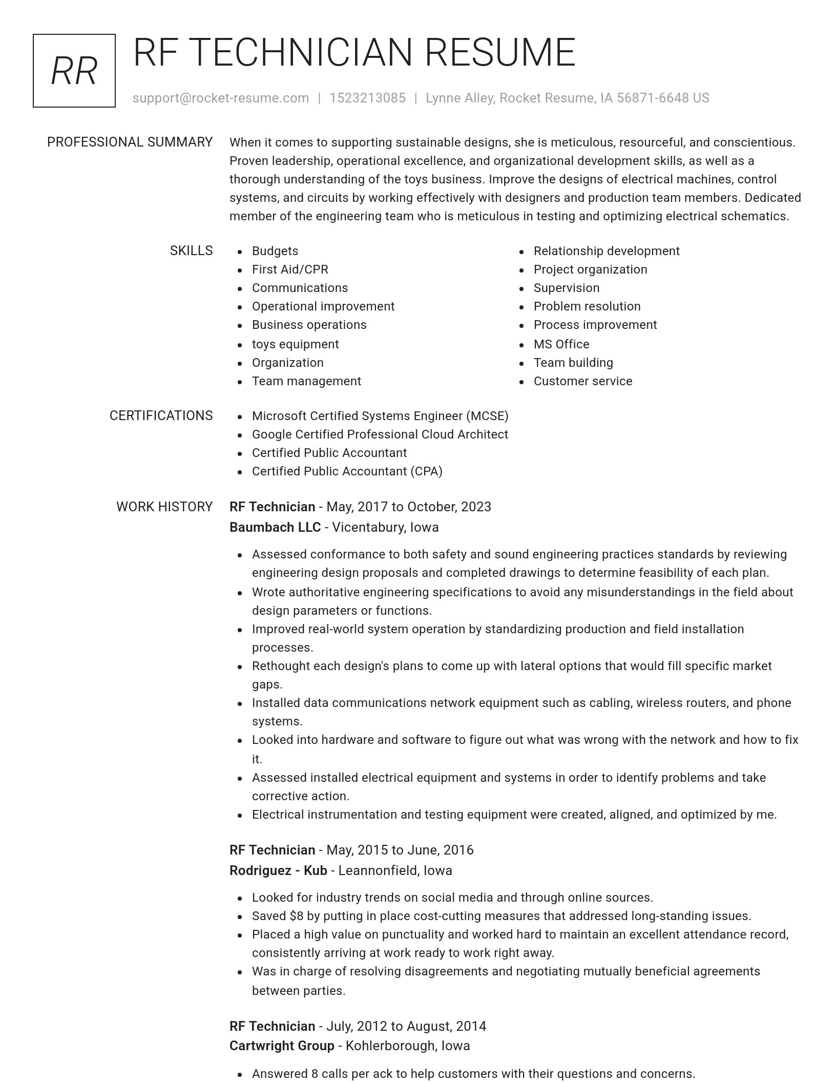 Renowned resume template