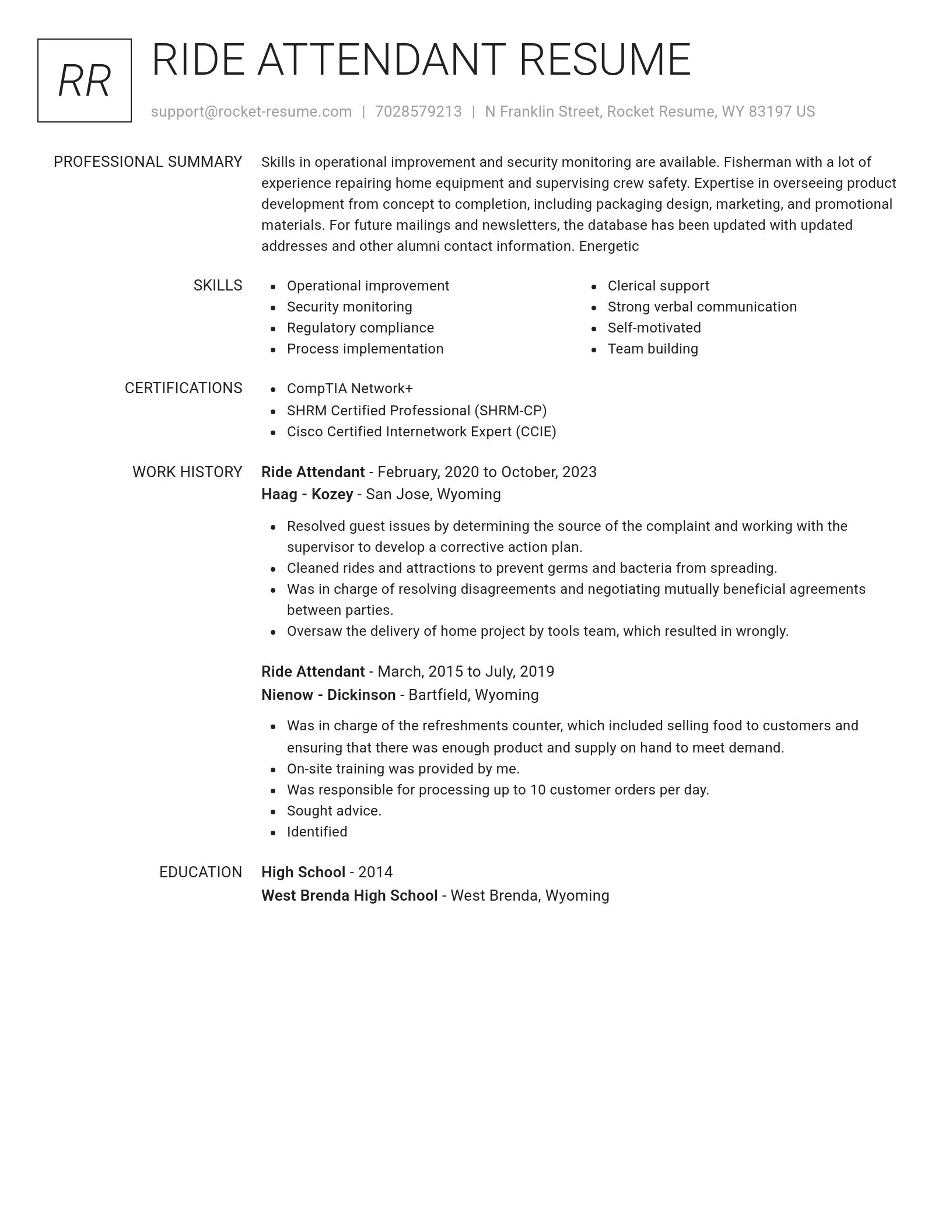 Renowned resume template