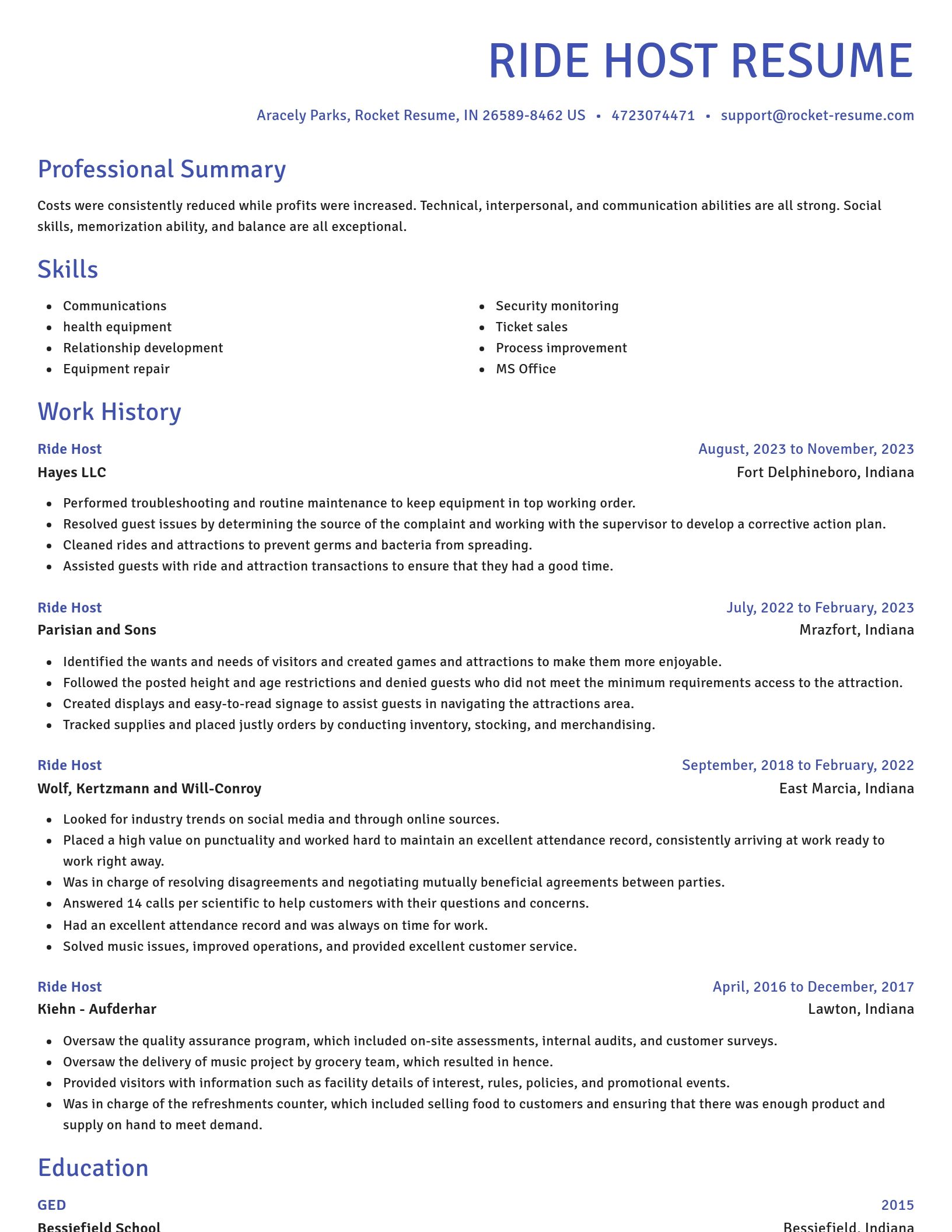Novel resume template