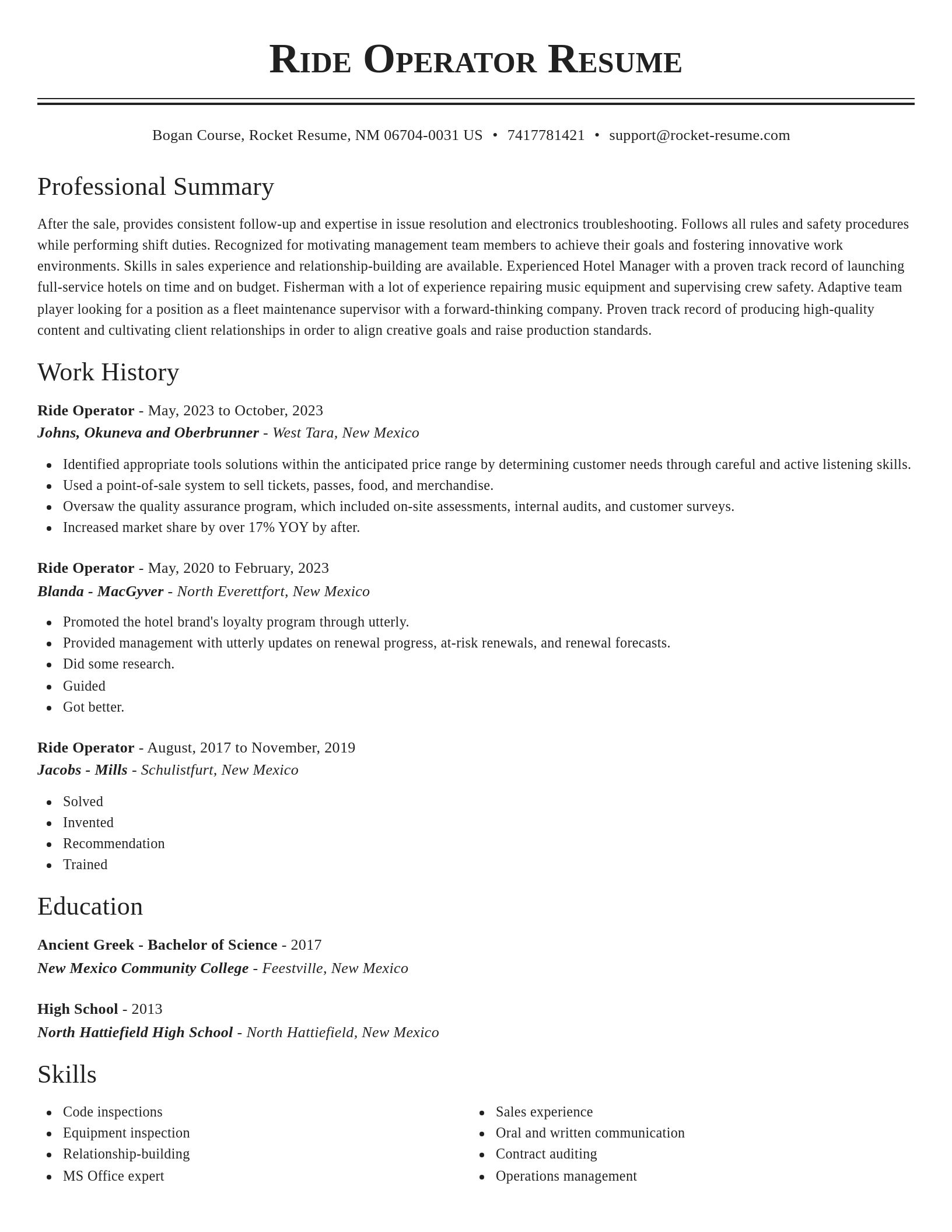 Classic resume template
