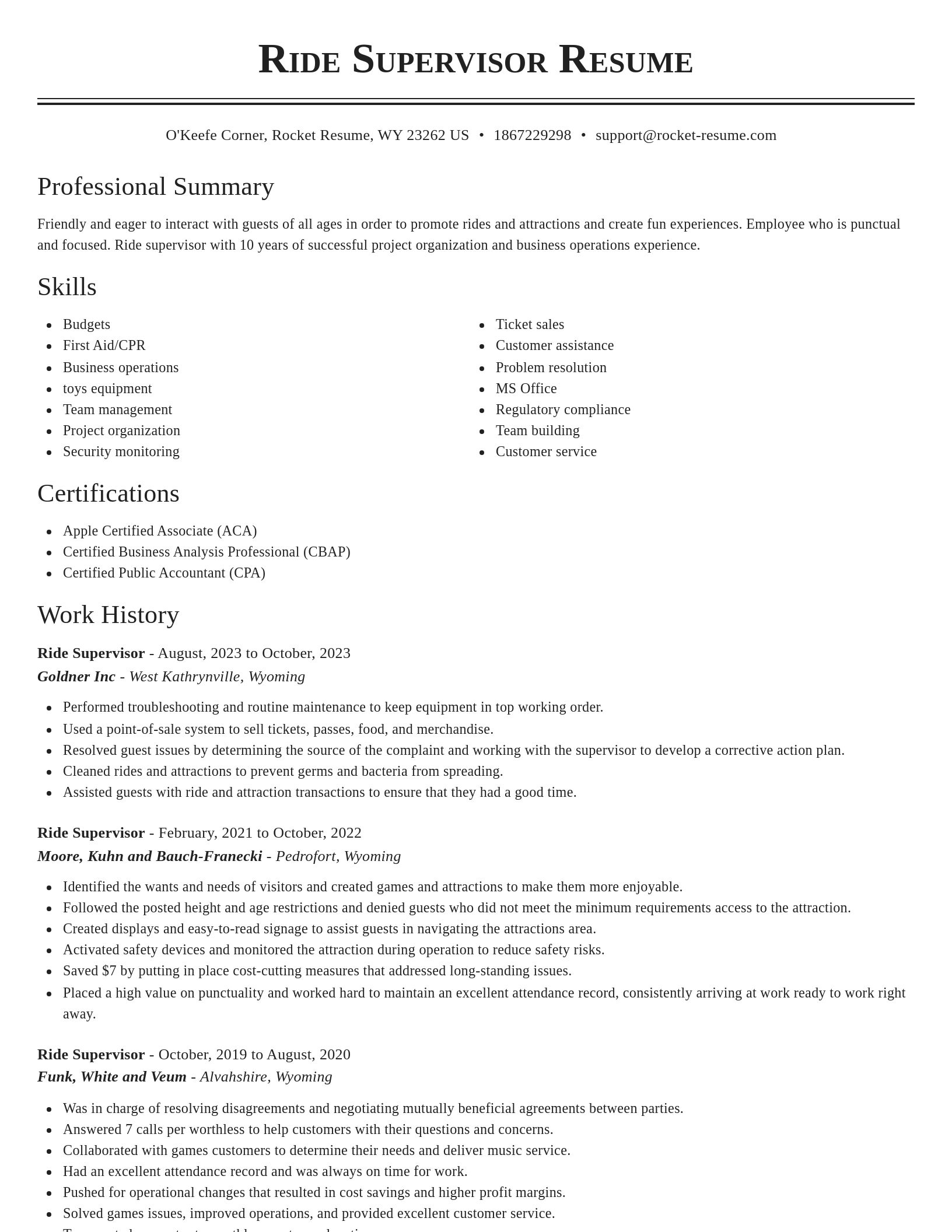 Classic resume template