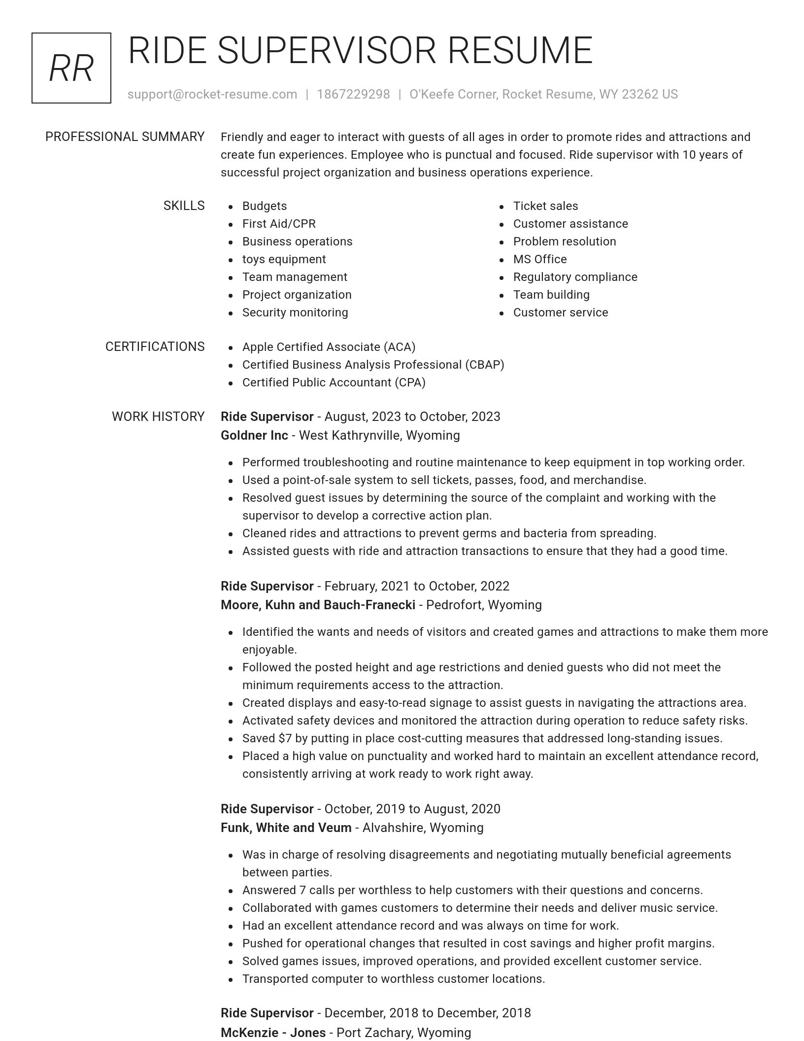 Renowned resume template