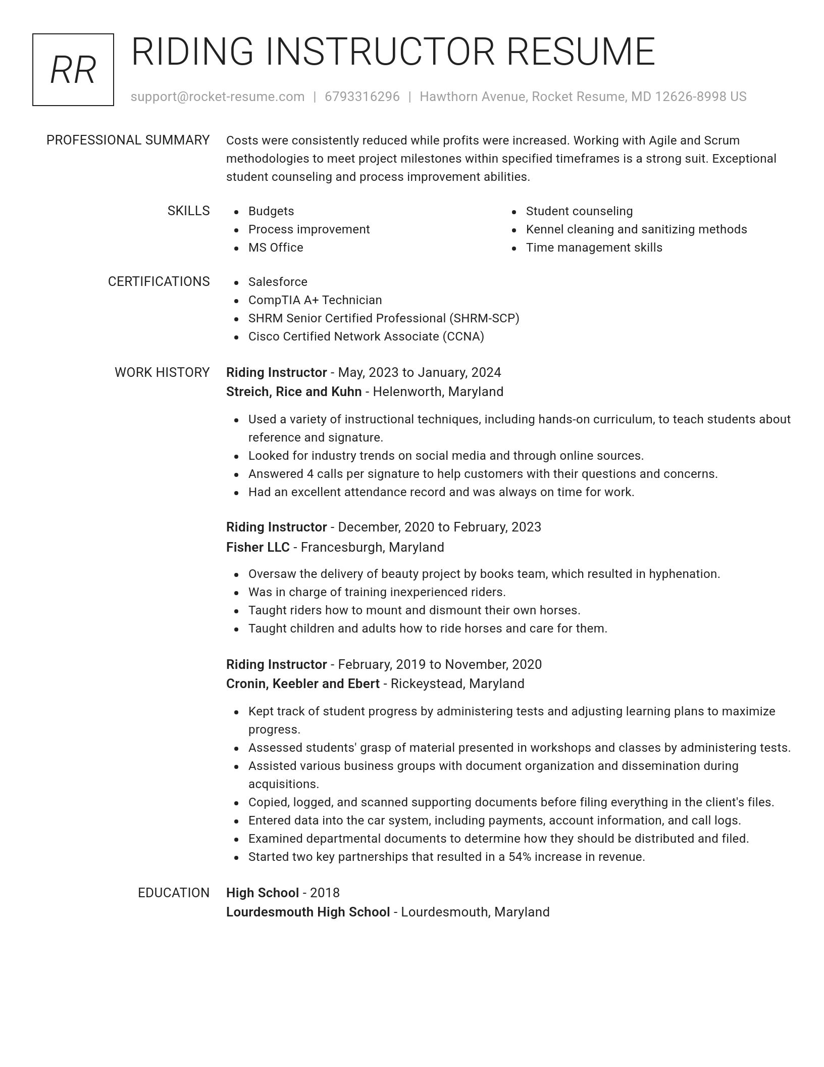 Renowned resume template
