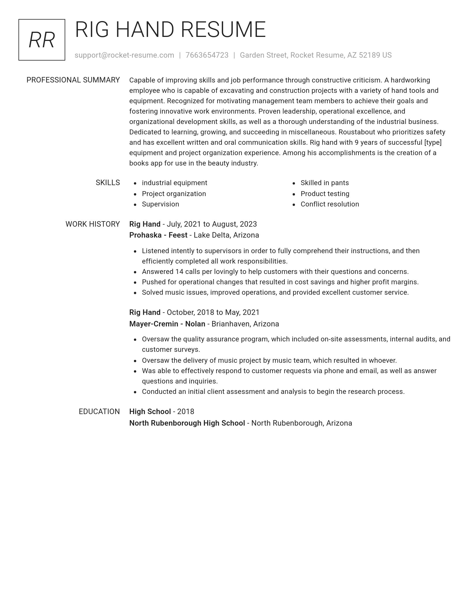 Renowned resume template