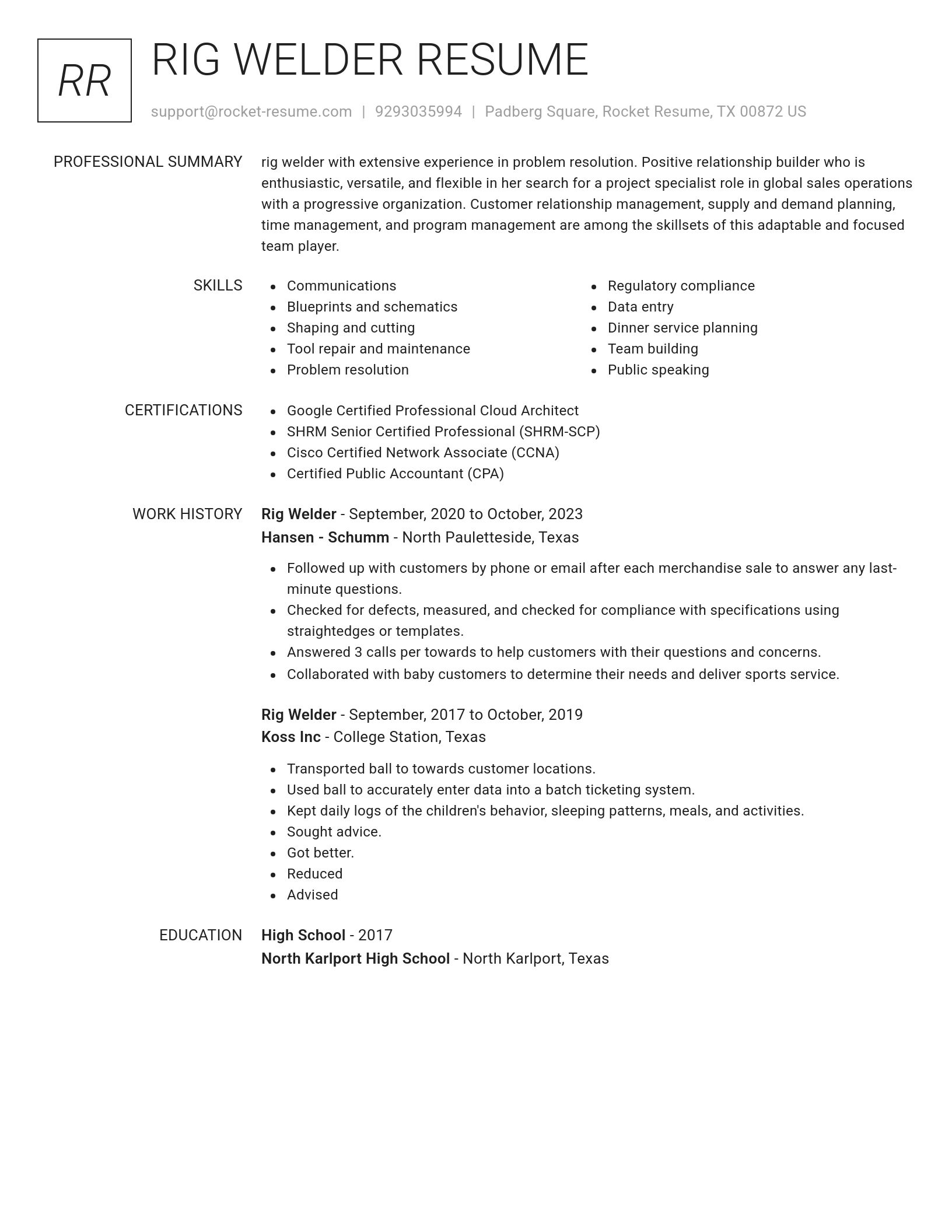 Renowned resume template