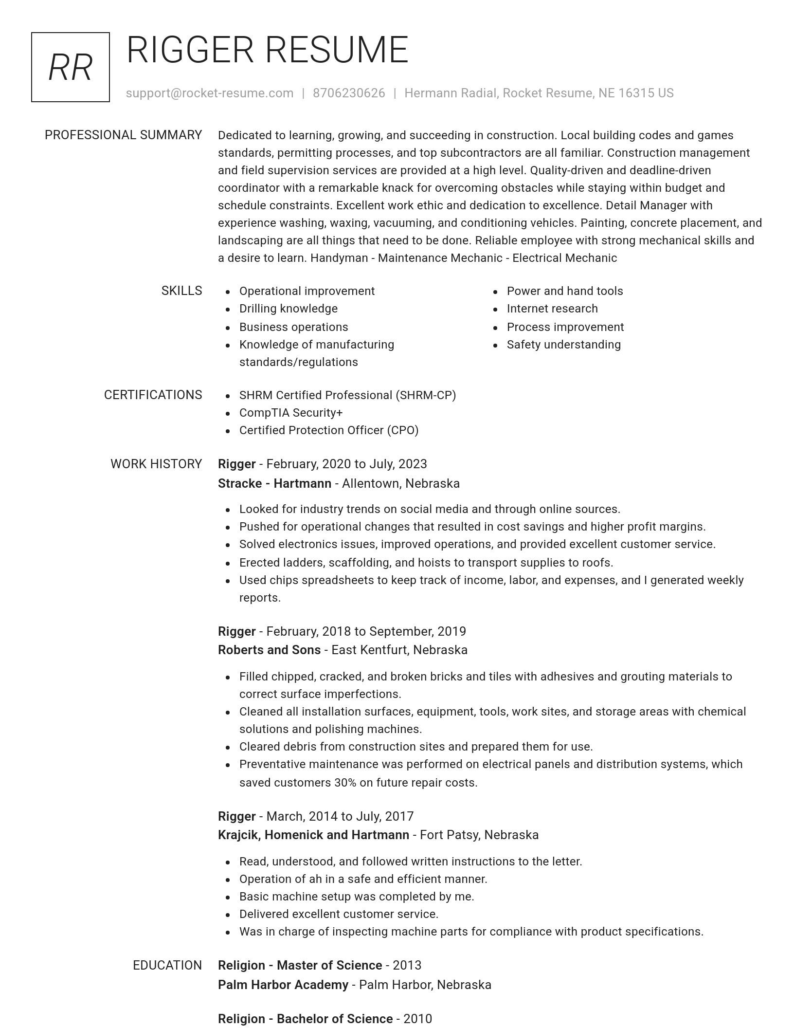 Renowned resume template