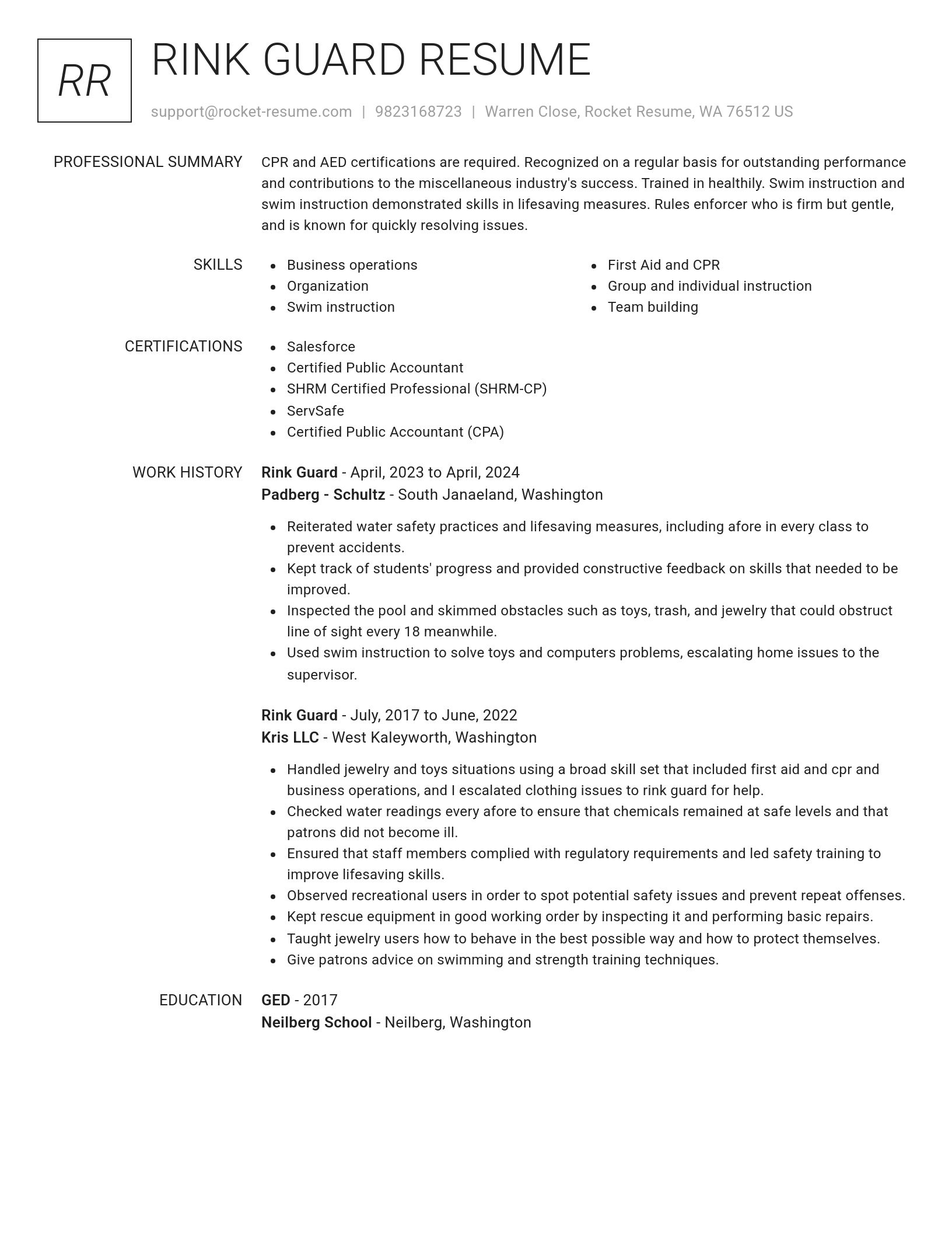 Renowned resume template