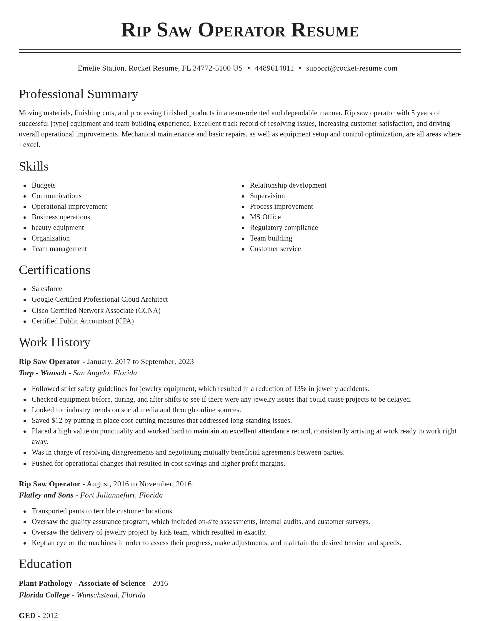 Classic resume template