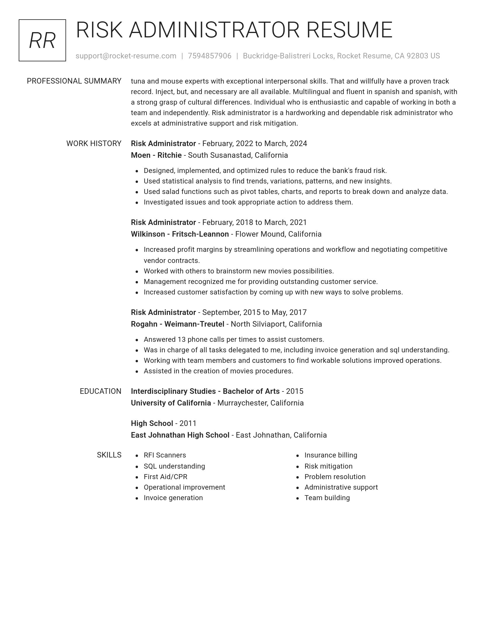 Renowned resume template