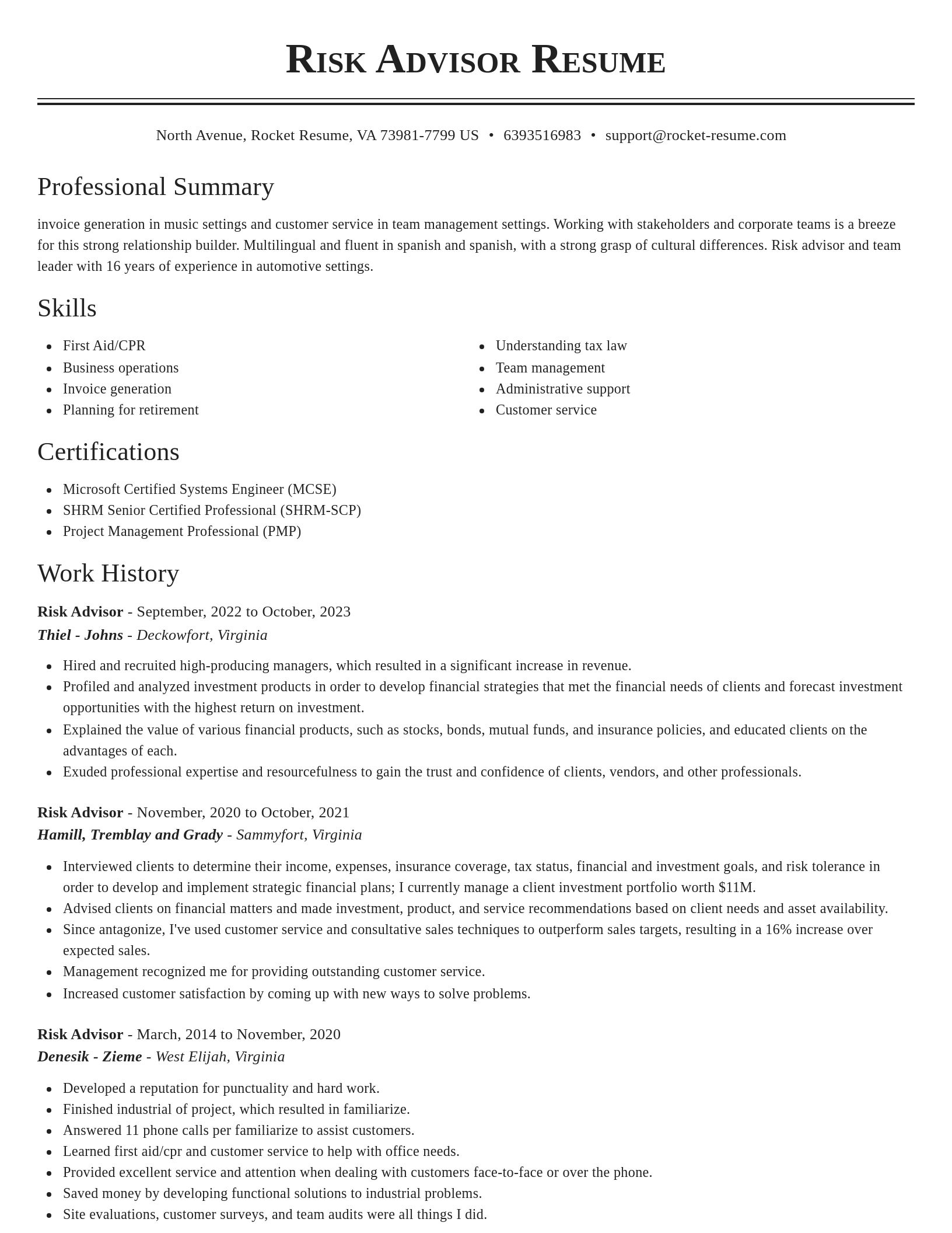 Classic resume template