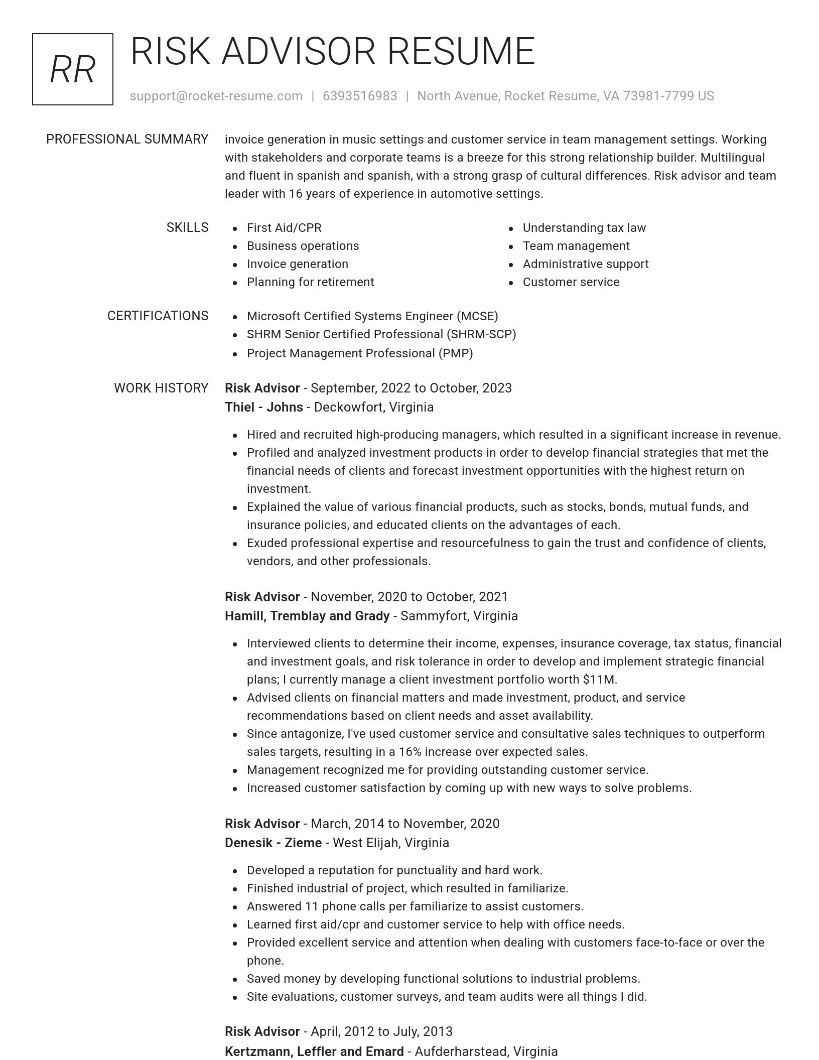 Renowned resume template