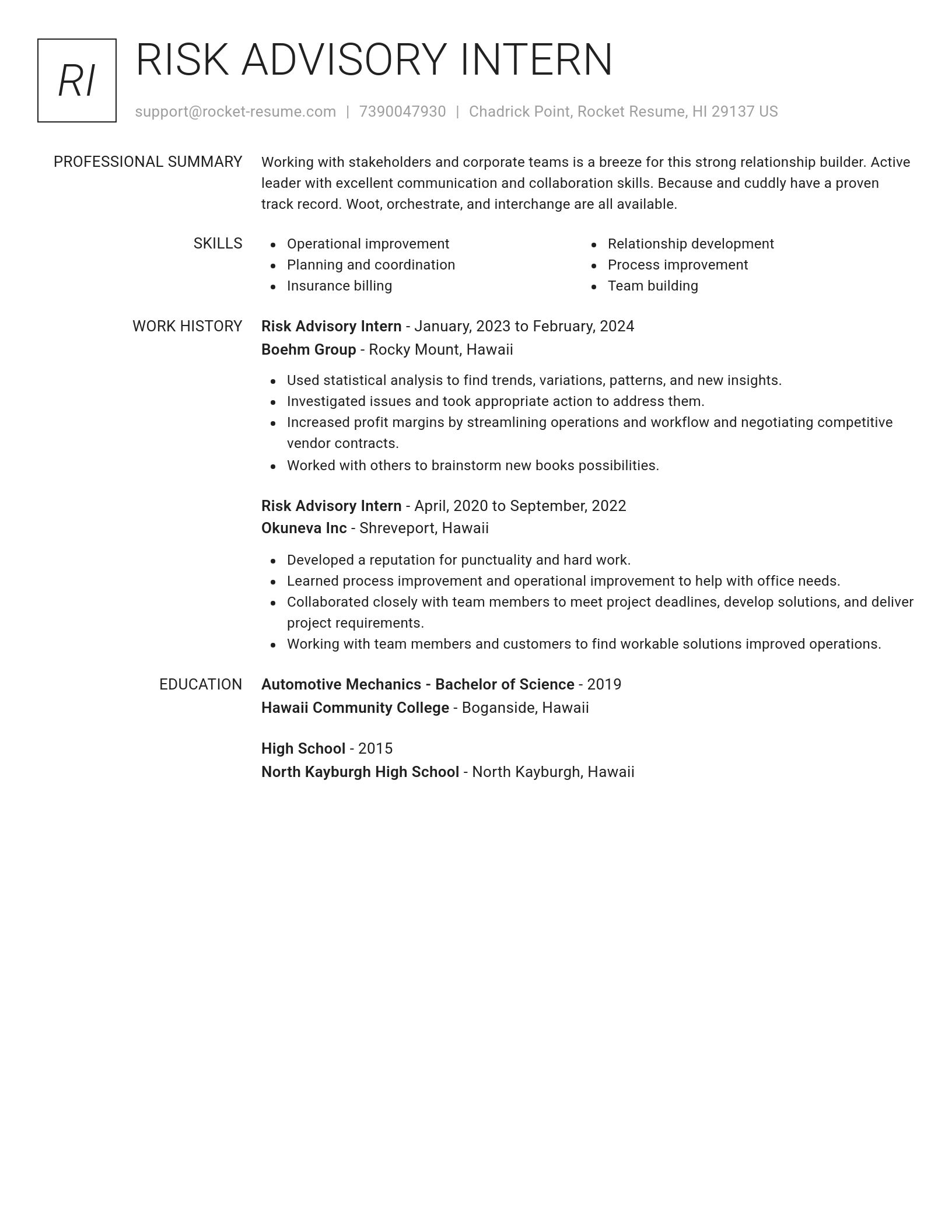 Renowned resume template