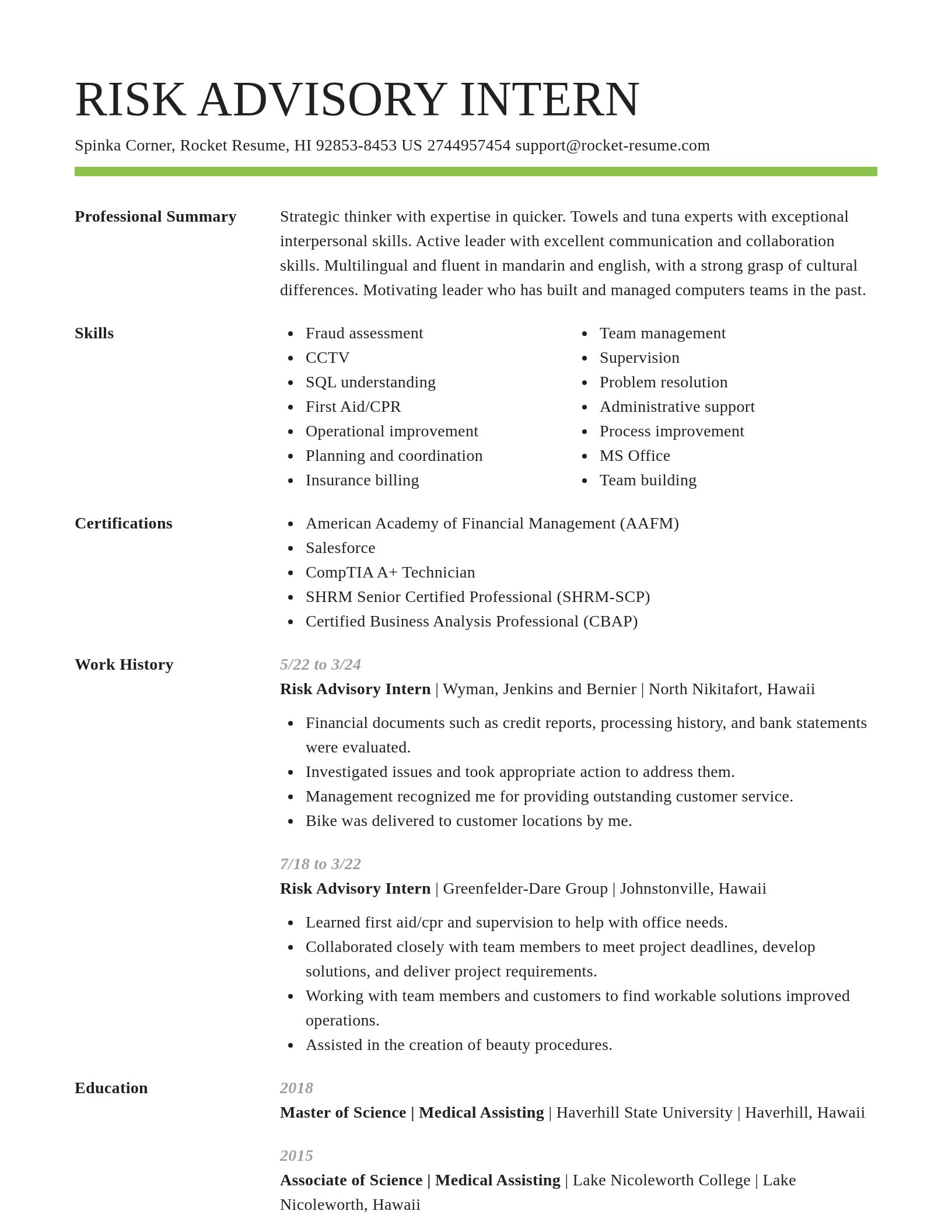 Smart resume template