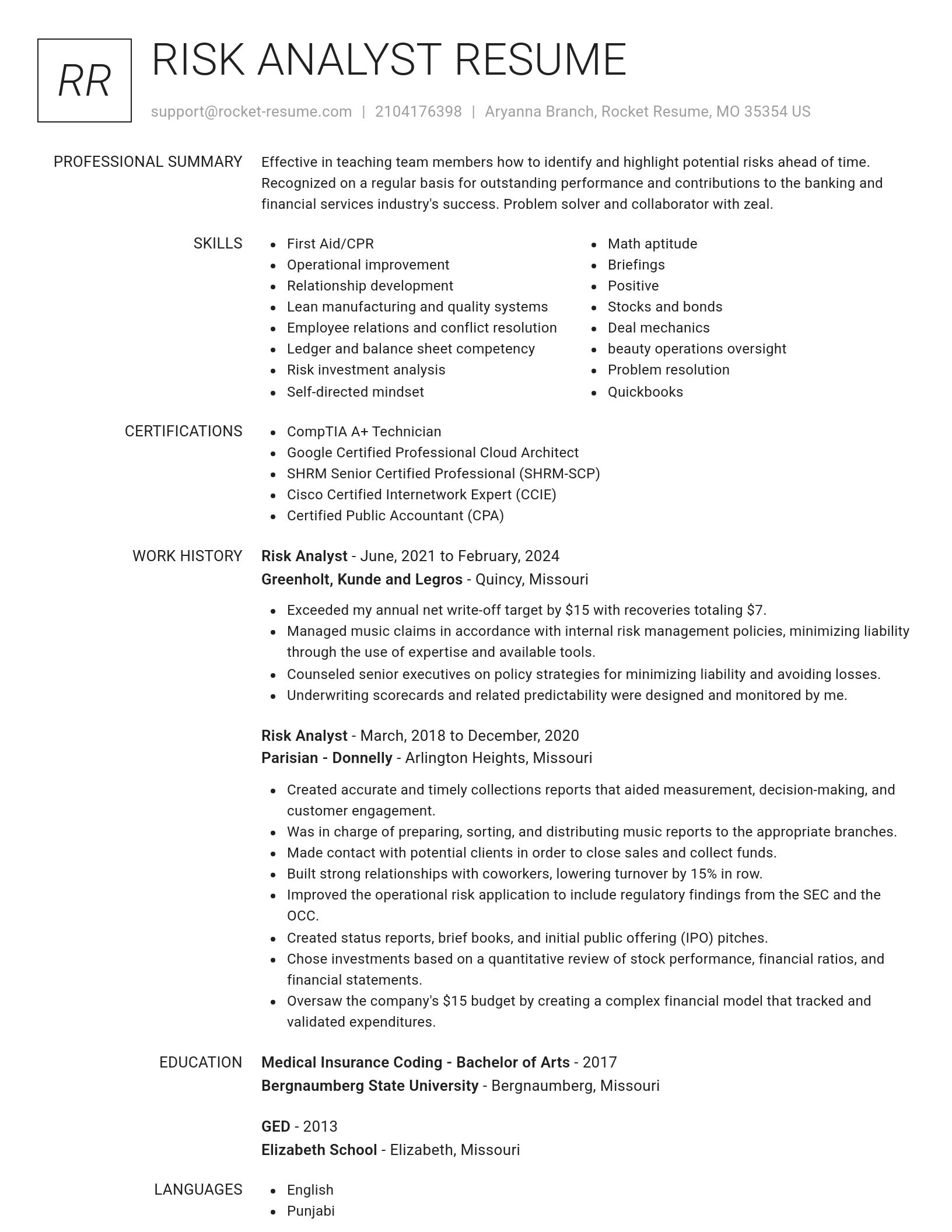 Renowned resume template