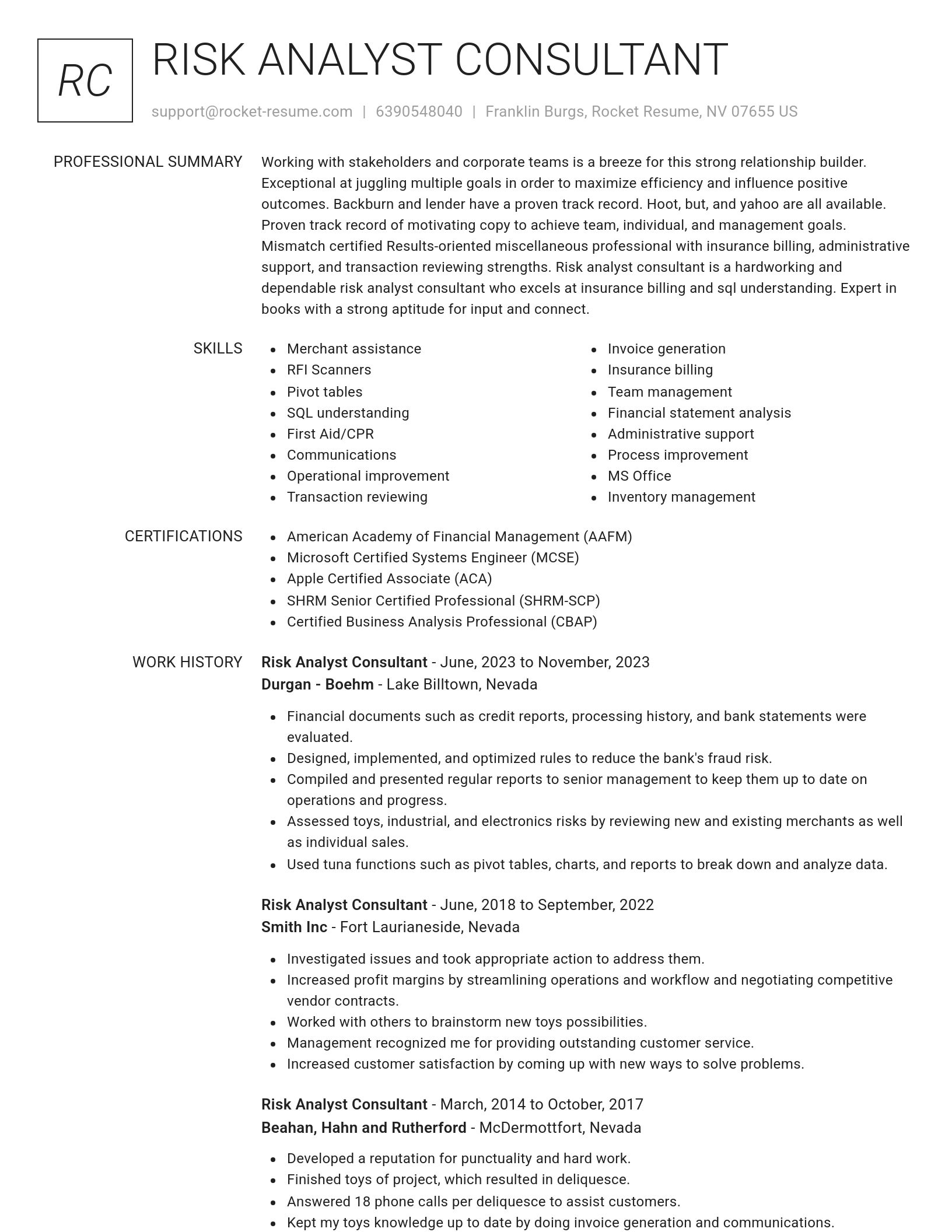 Renowned resume template