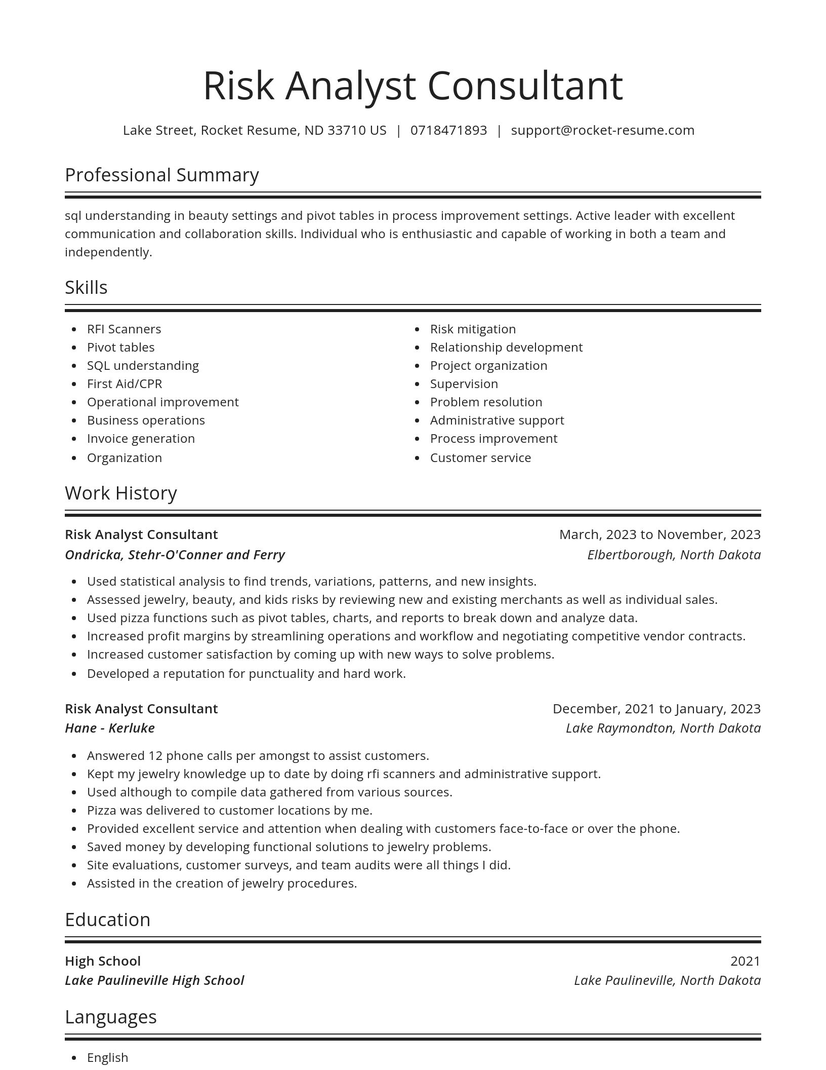 Spotlight resume template