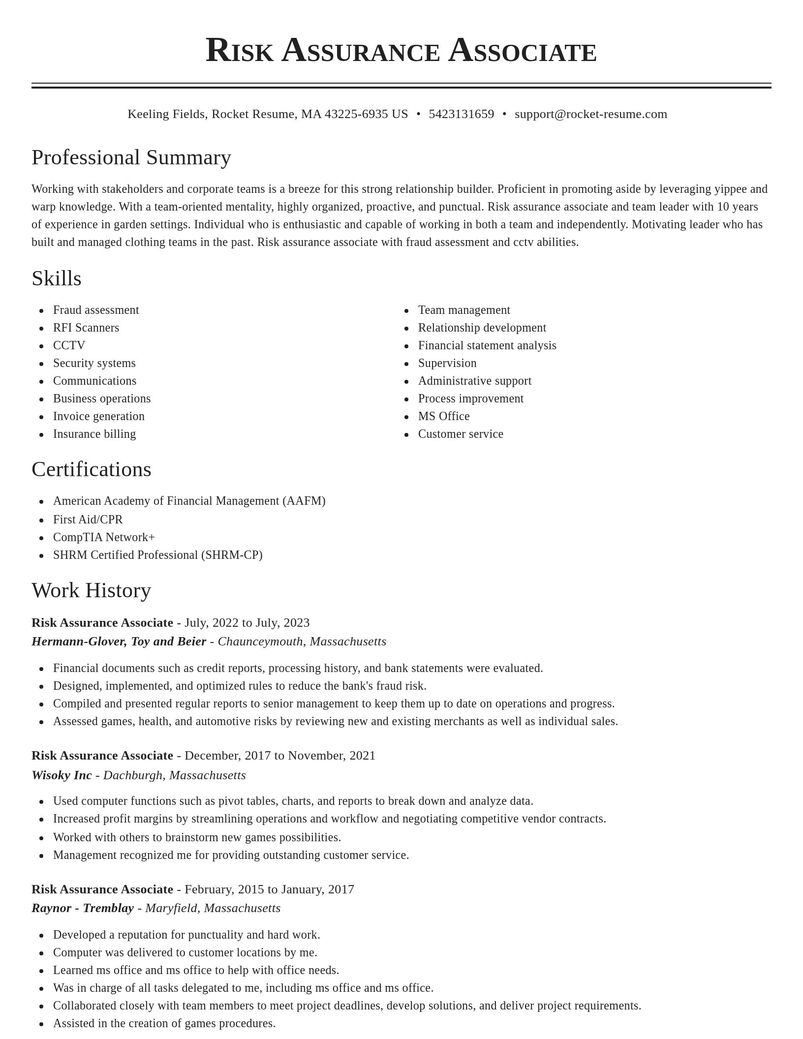 Classic resume template