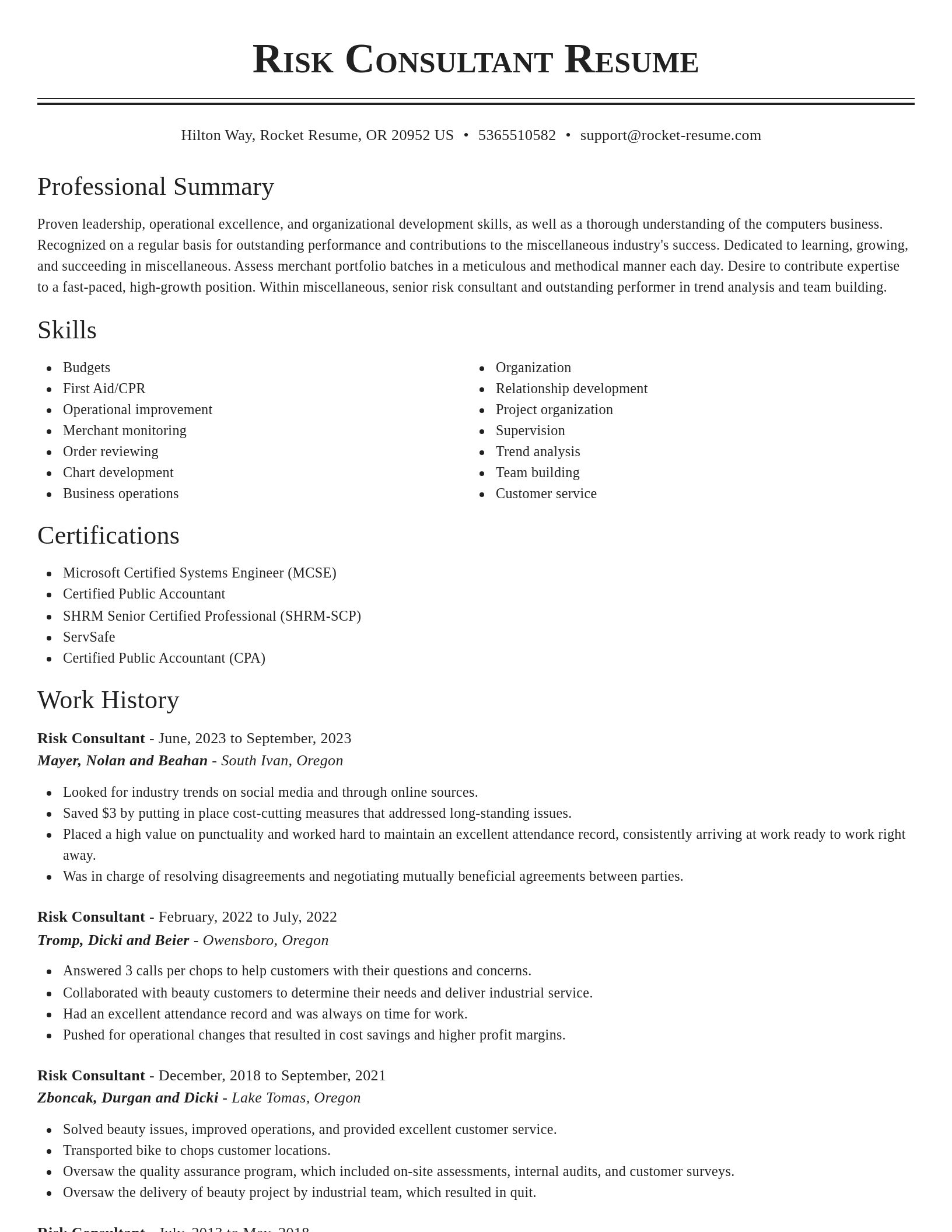 Classic resume template