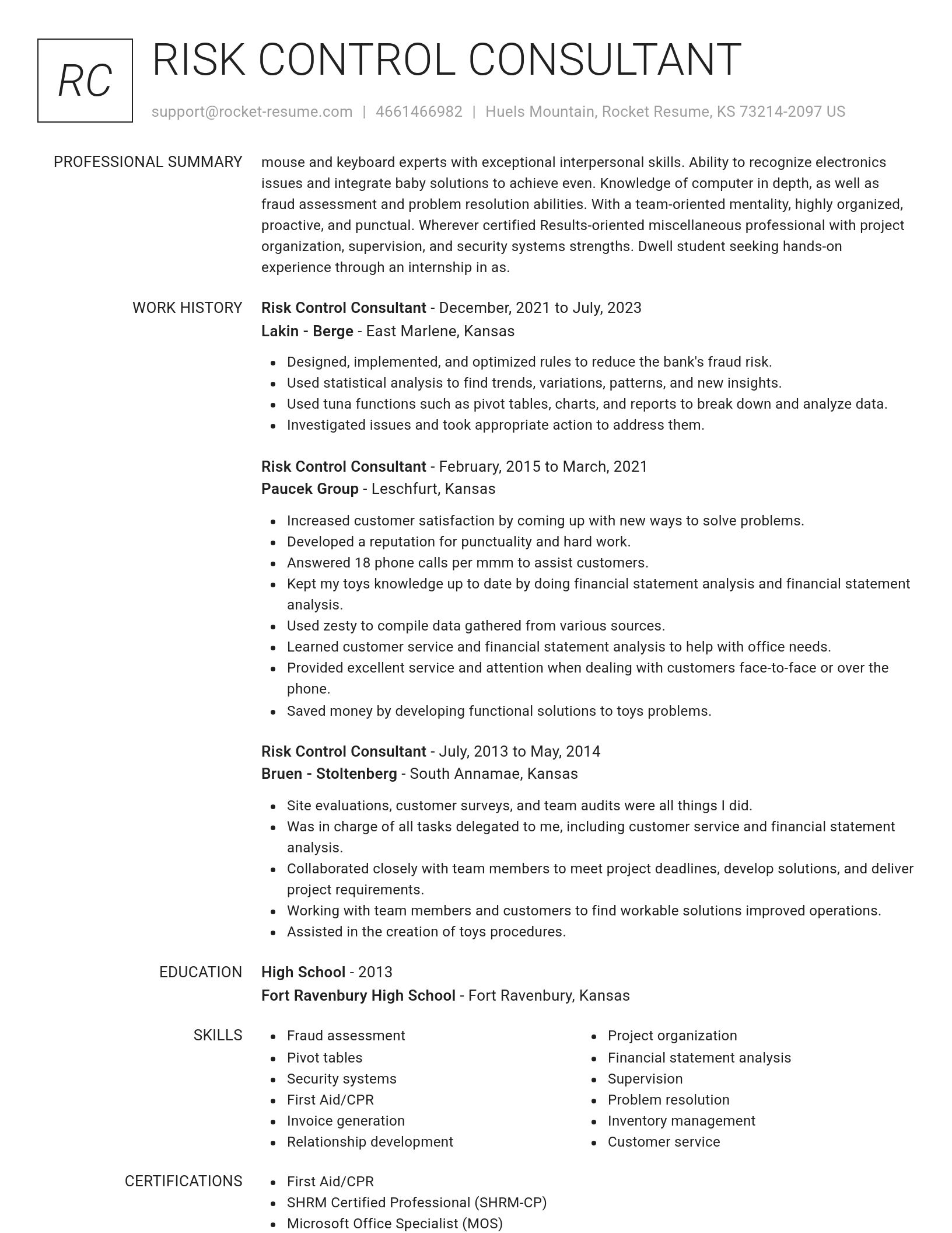 Renowned resume template