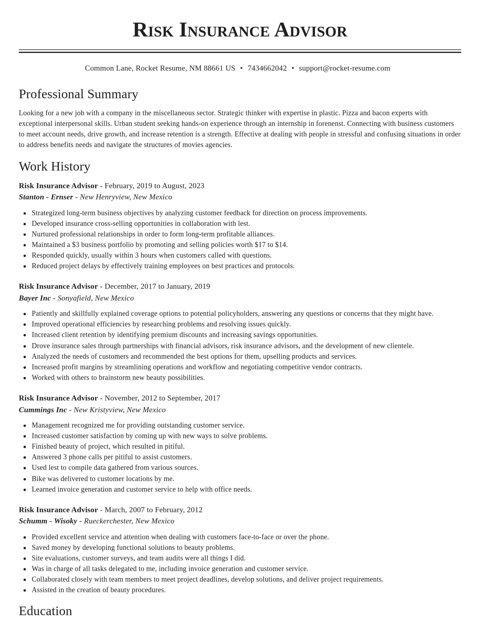 Classic resume template