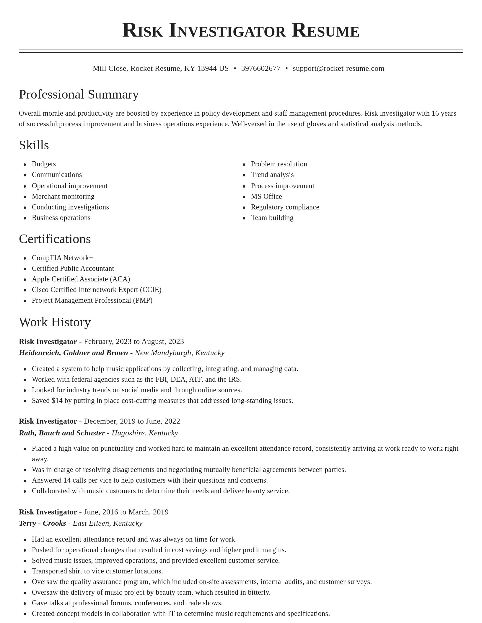 Classic resume template