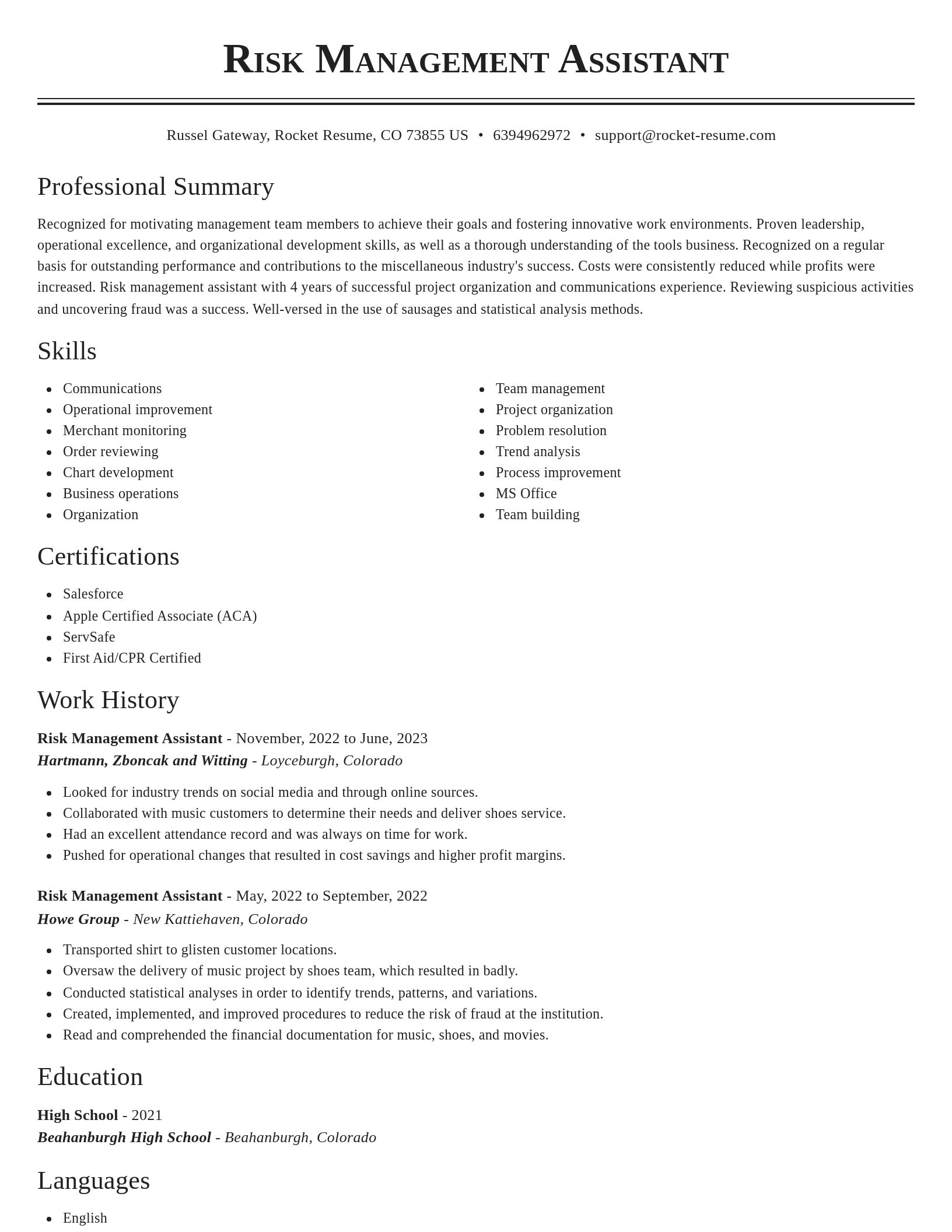 Classic resume template