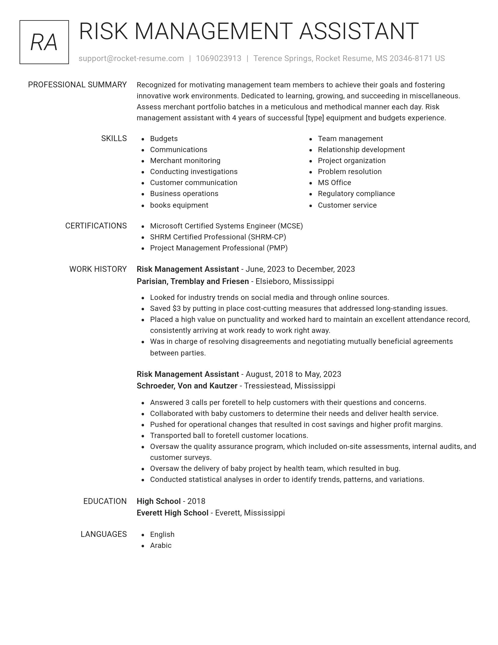 Renowned resume template