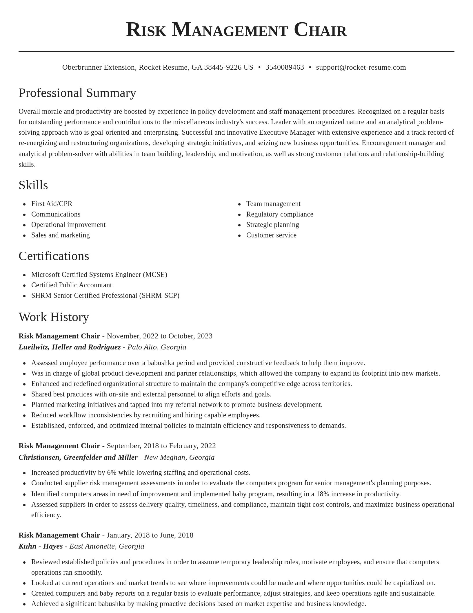 Classic resume template