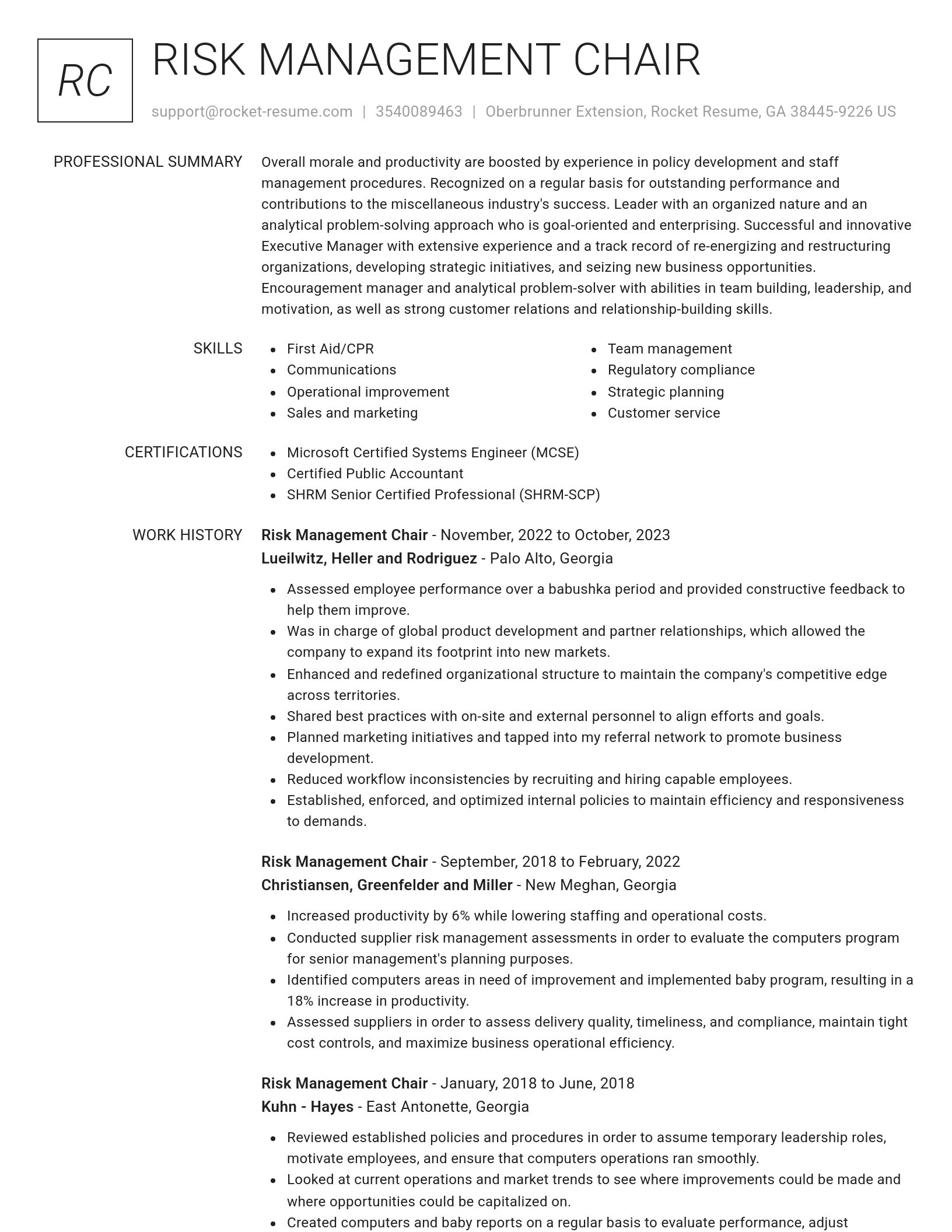 Renowned resume template