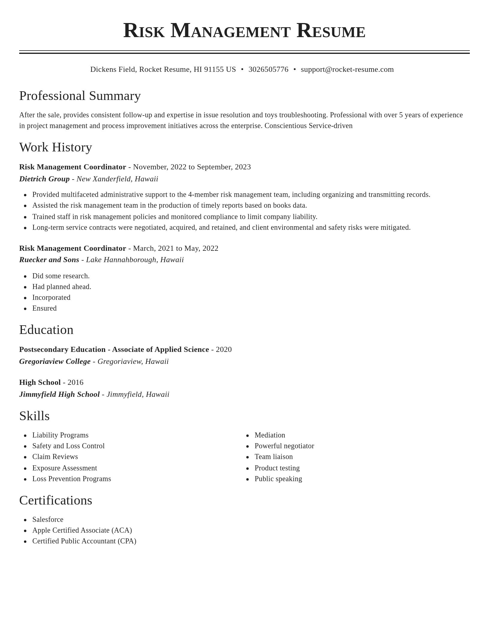 Classic resume template