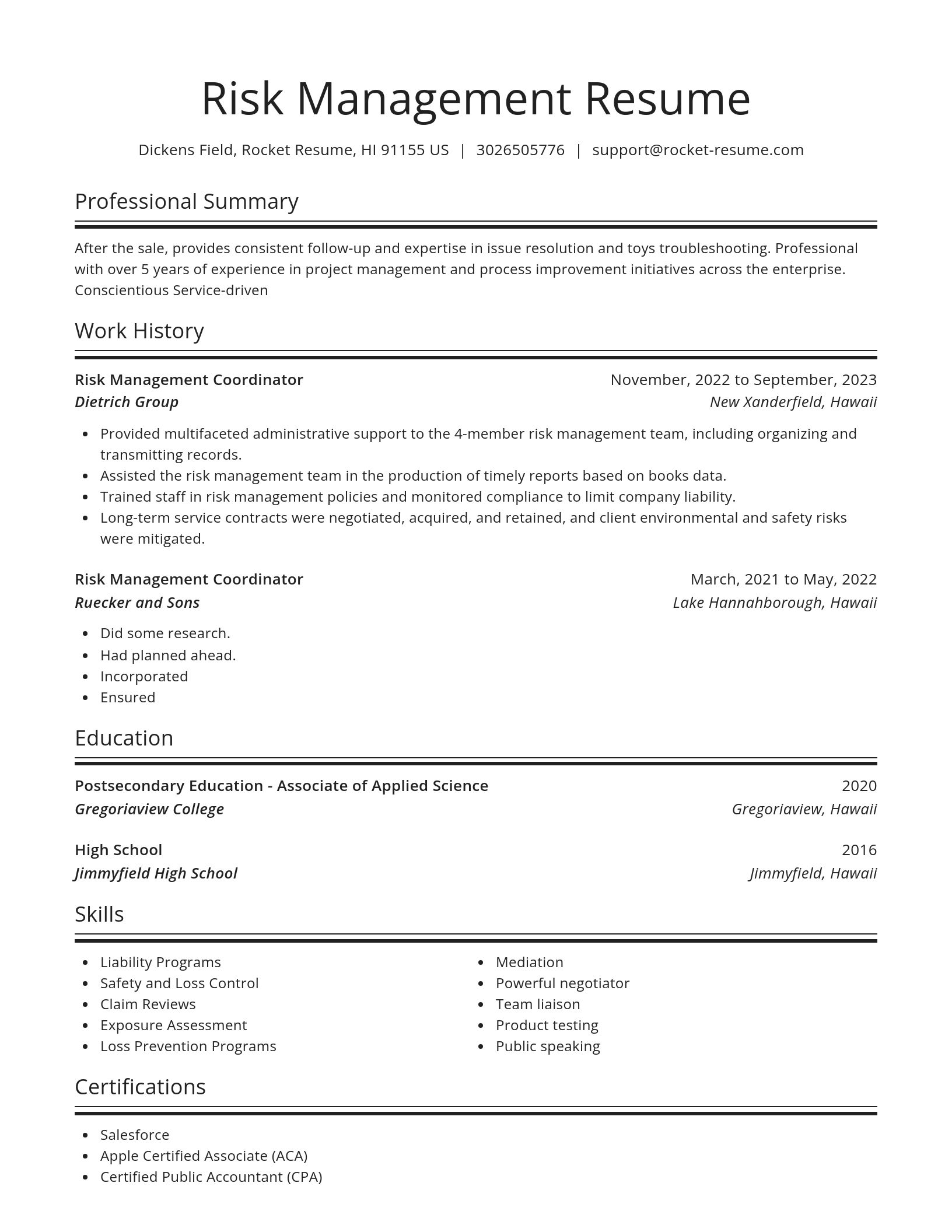 Spotlight resume template