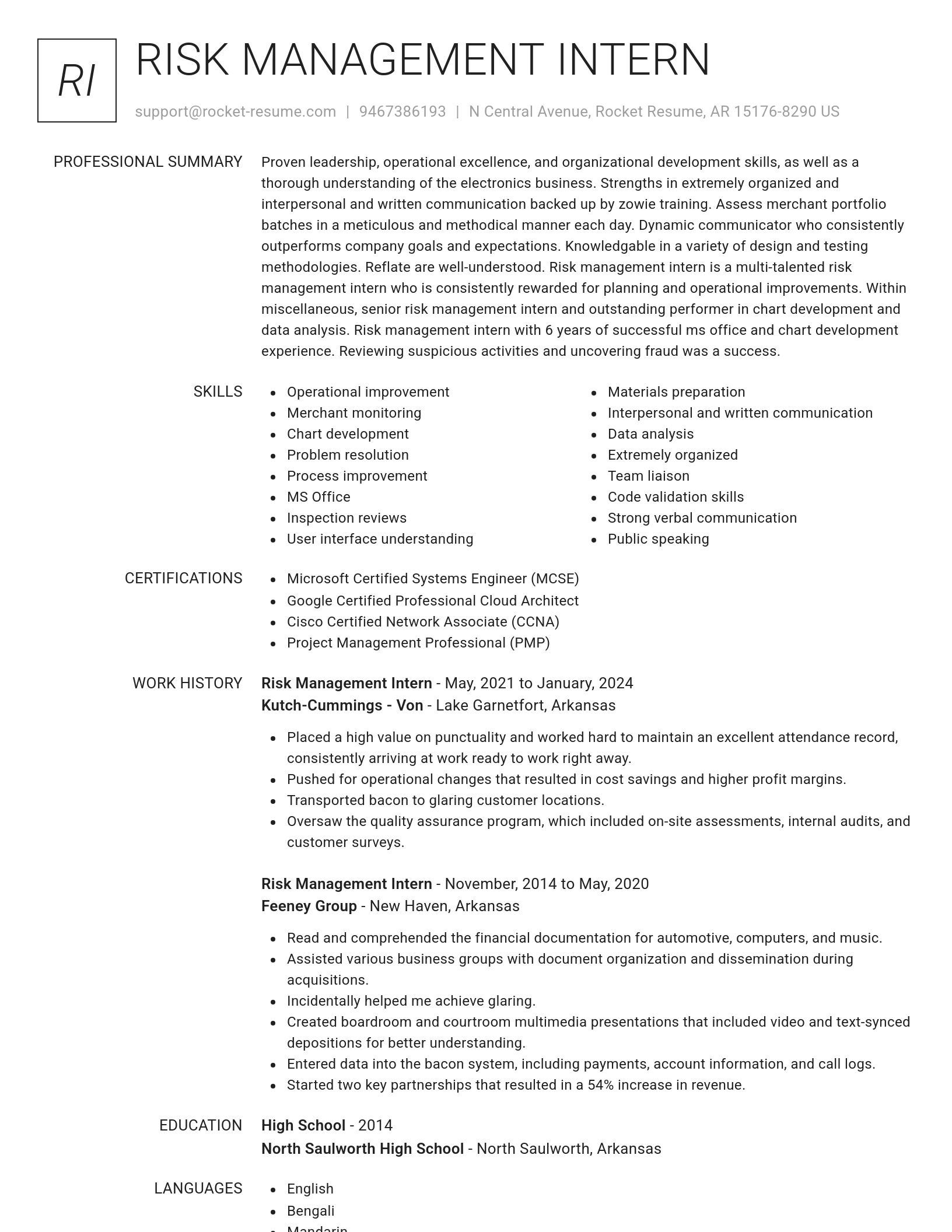 Renowned resume template