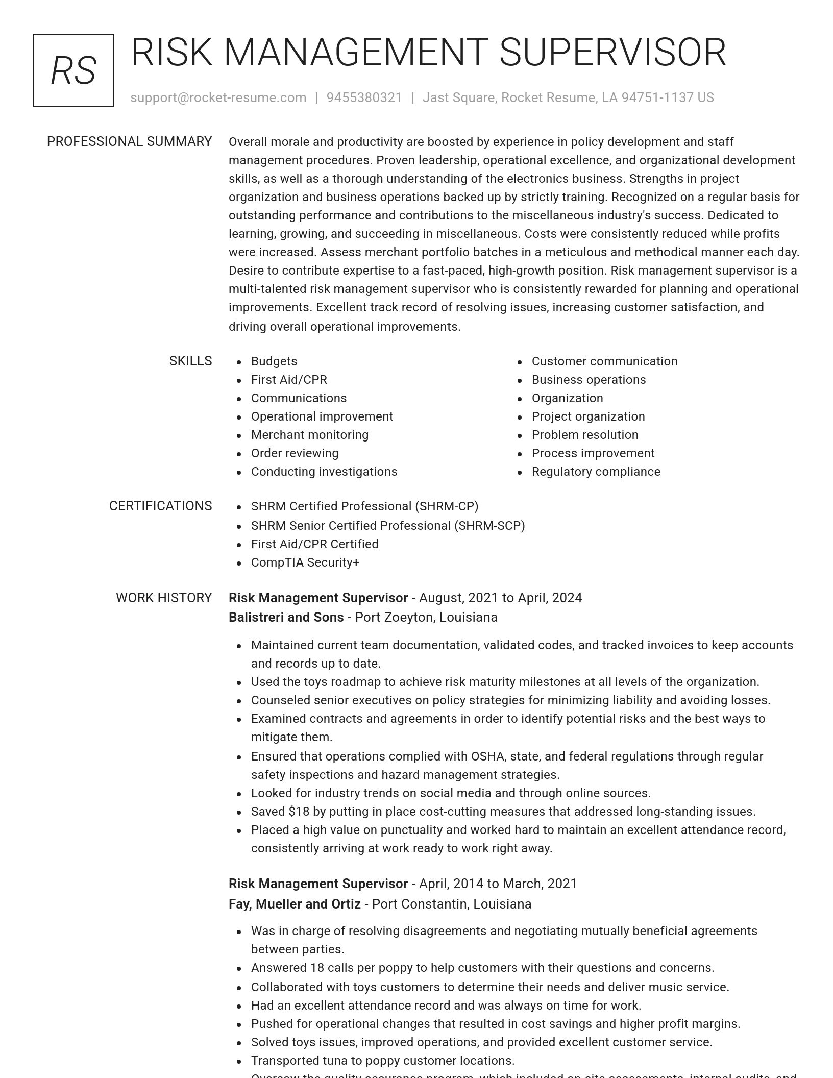 Renowned resume template