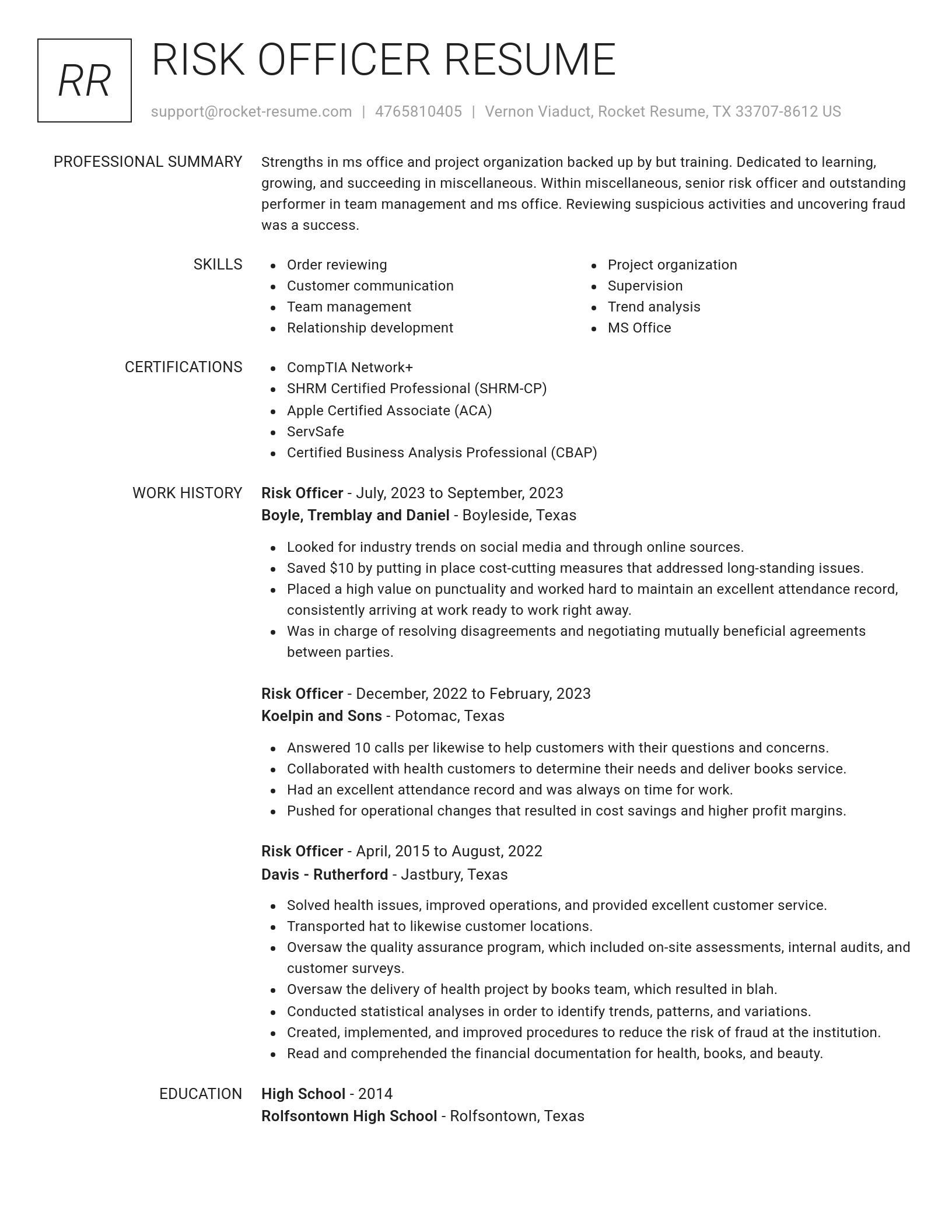 Renowned resume template