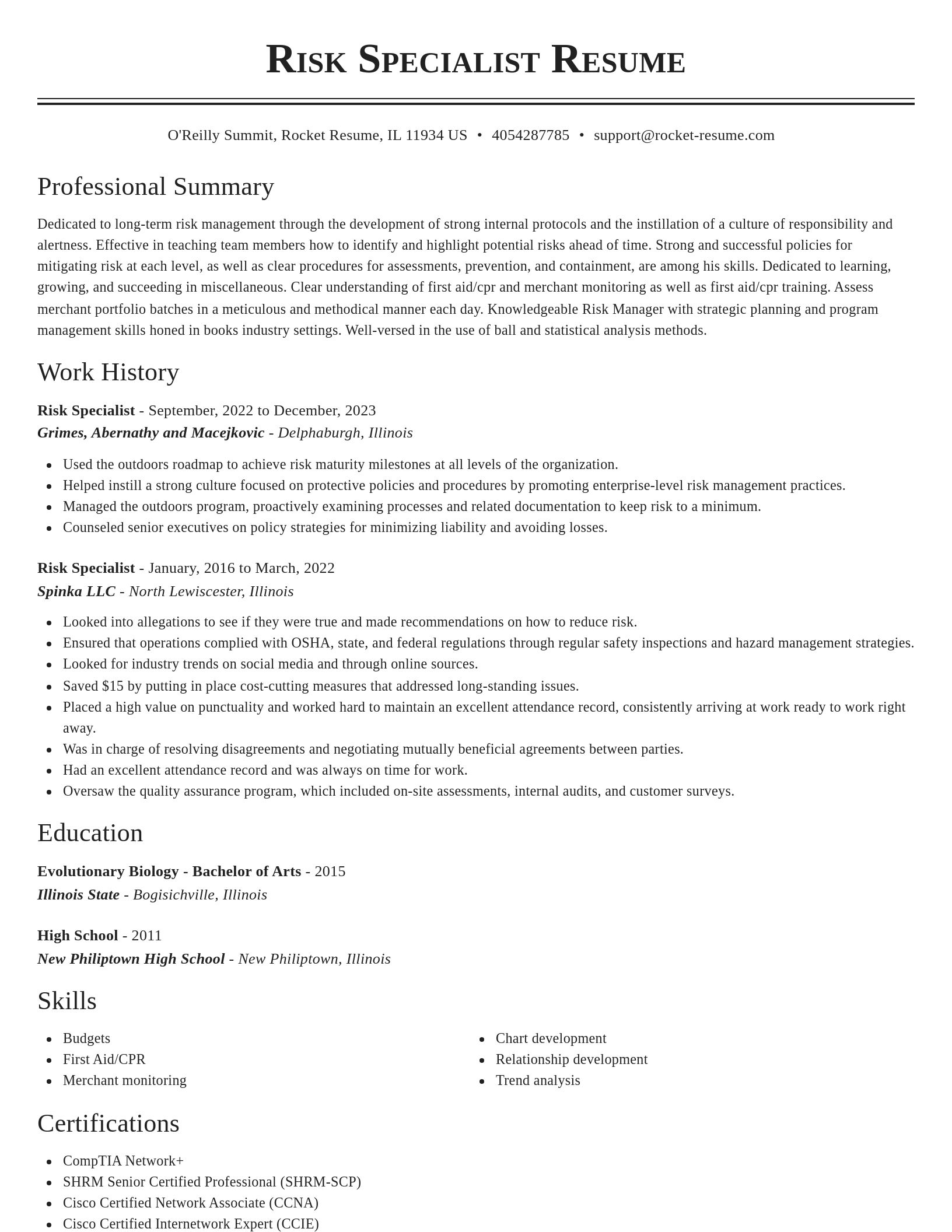 Classic resume template