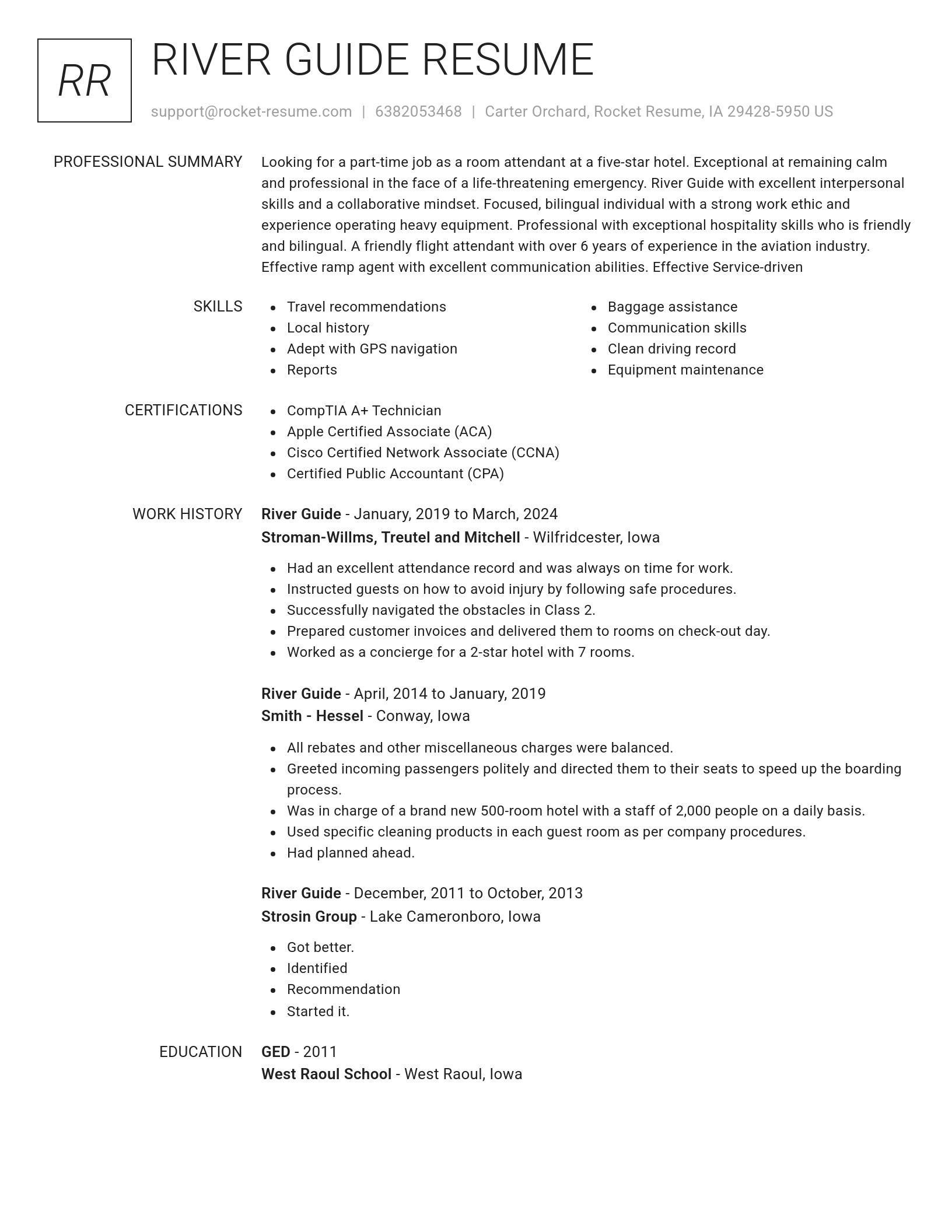 Renowned resume template
