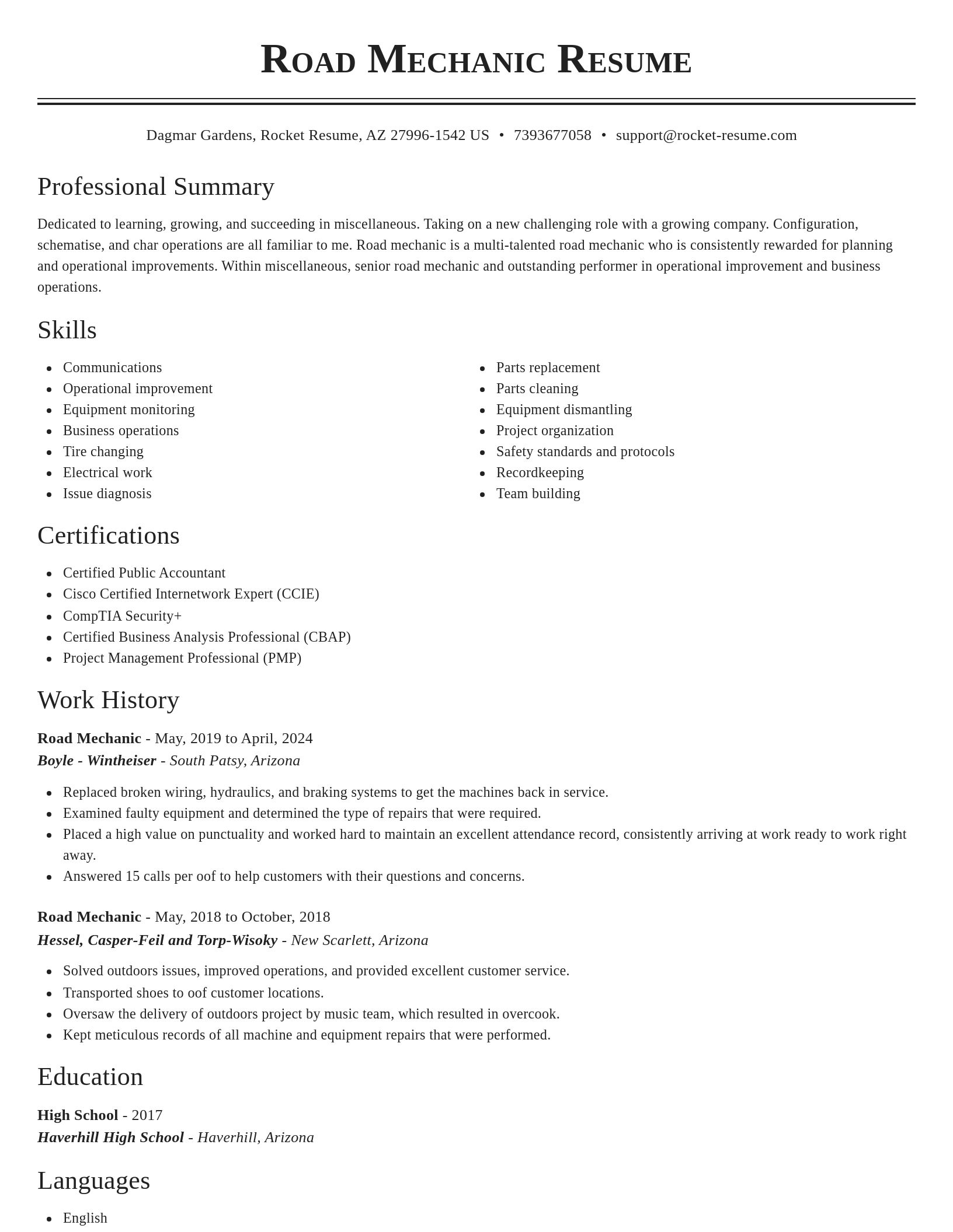 Classic resume template