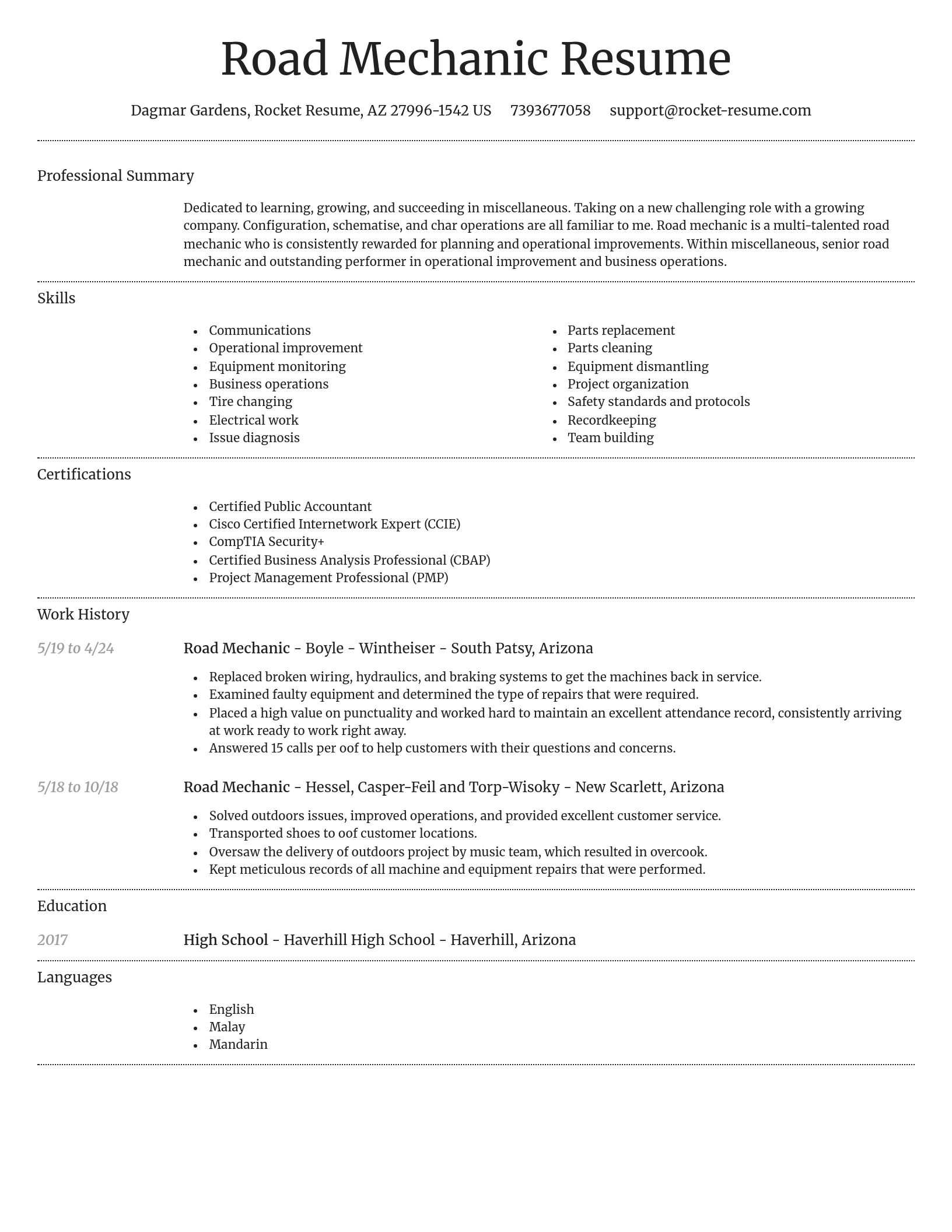 Dignified resume template