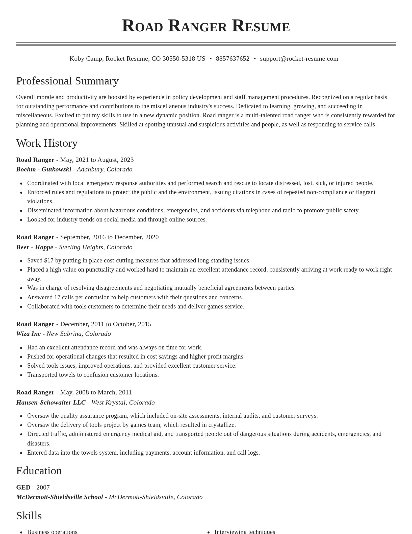 Classic resume template