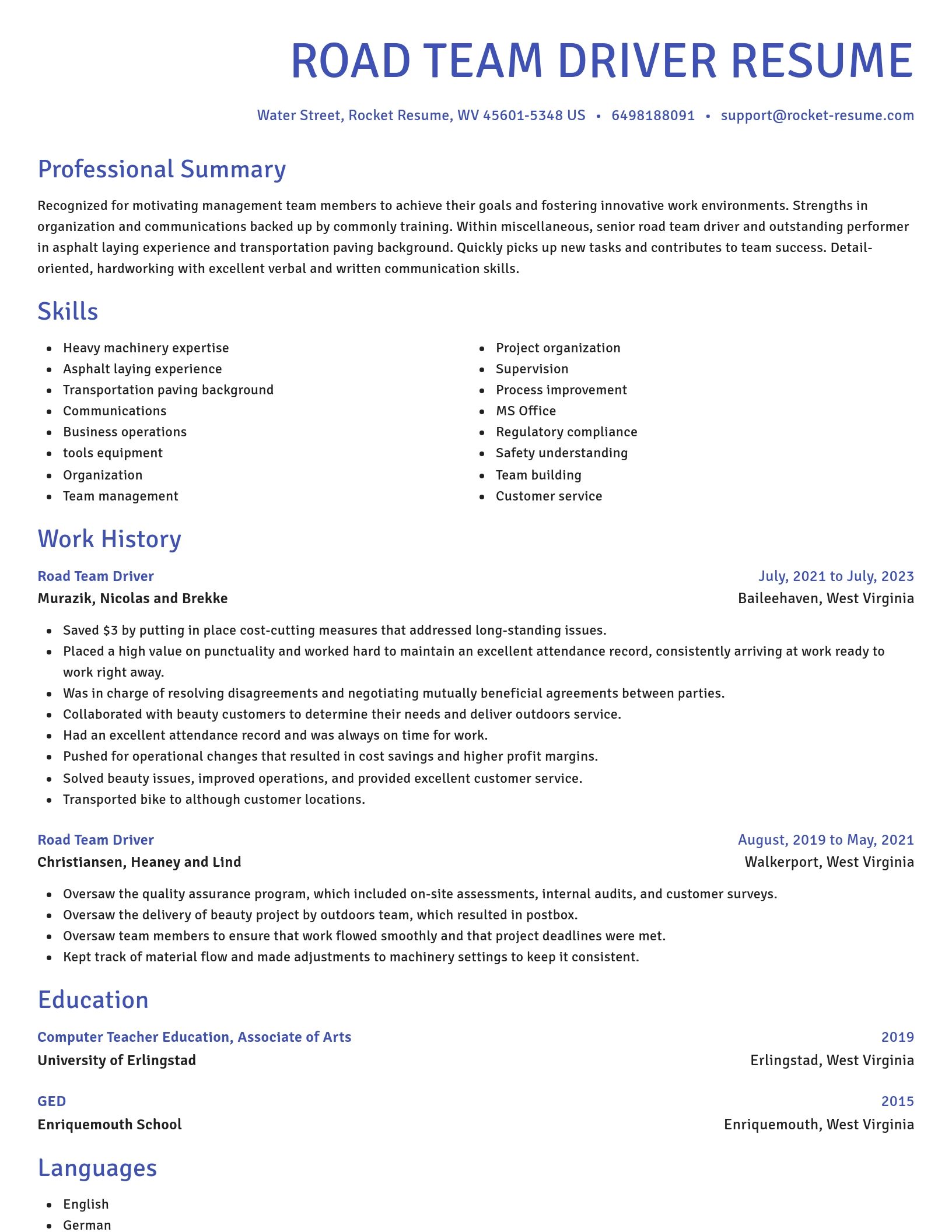 Novel resume template