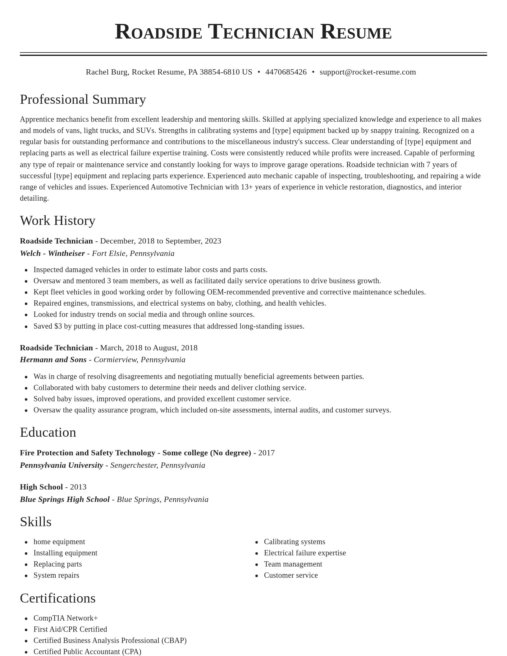 Classic resume template