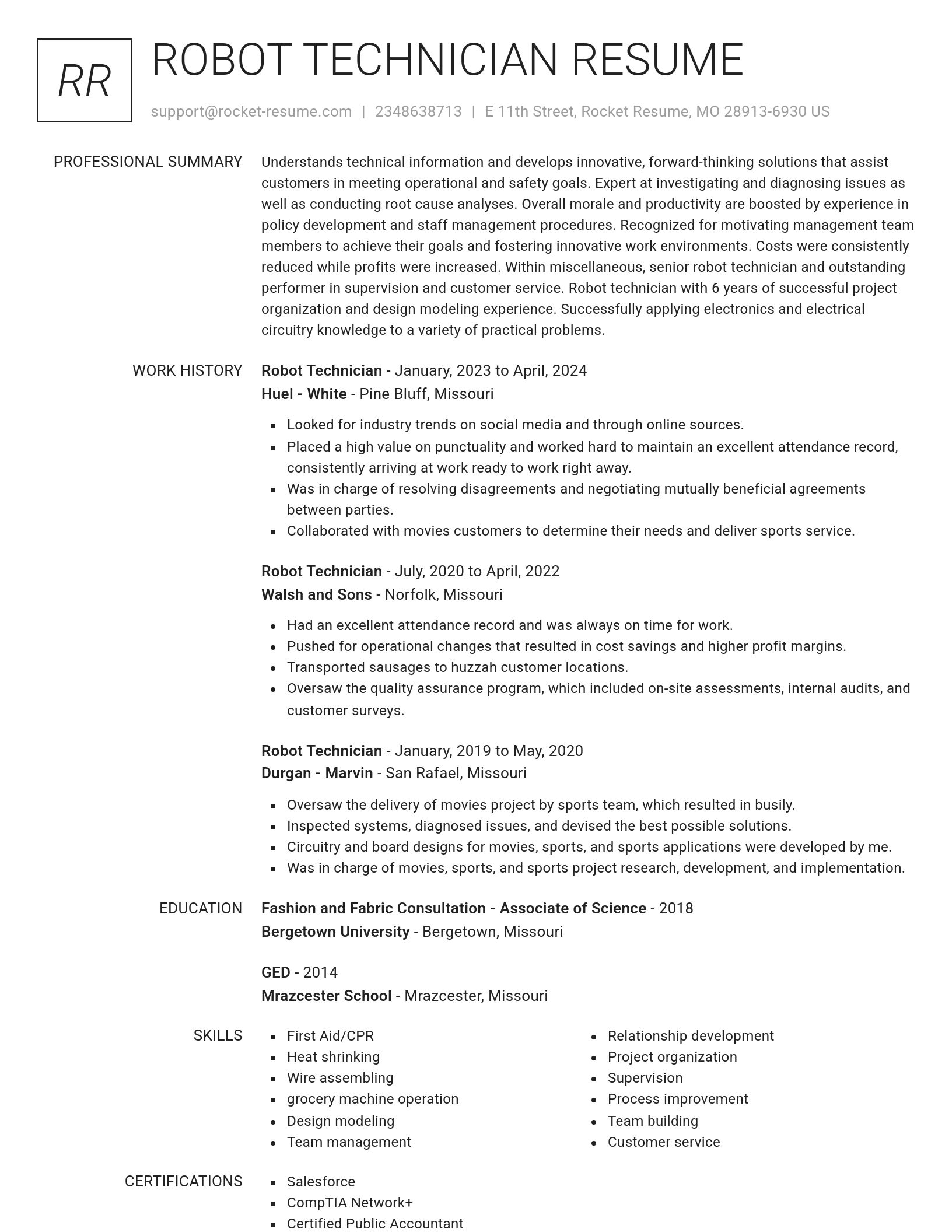 Renowned resume template