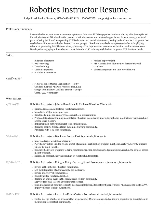 Dignified resume template